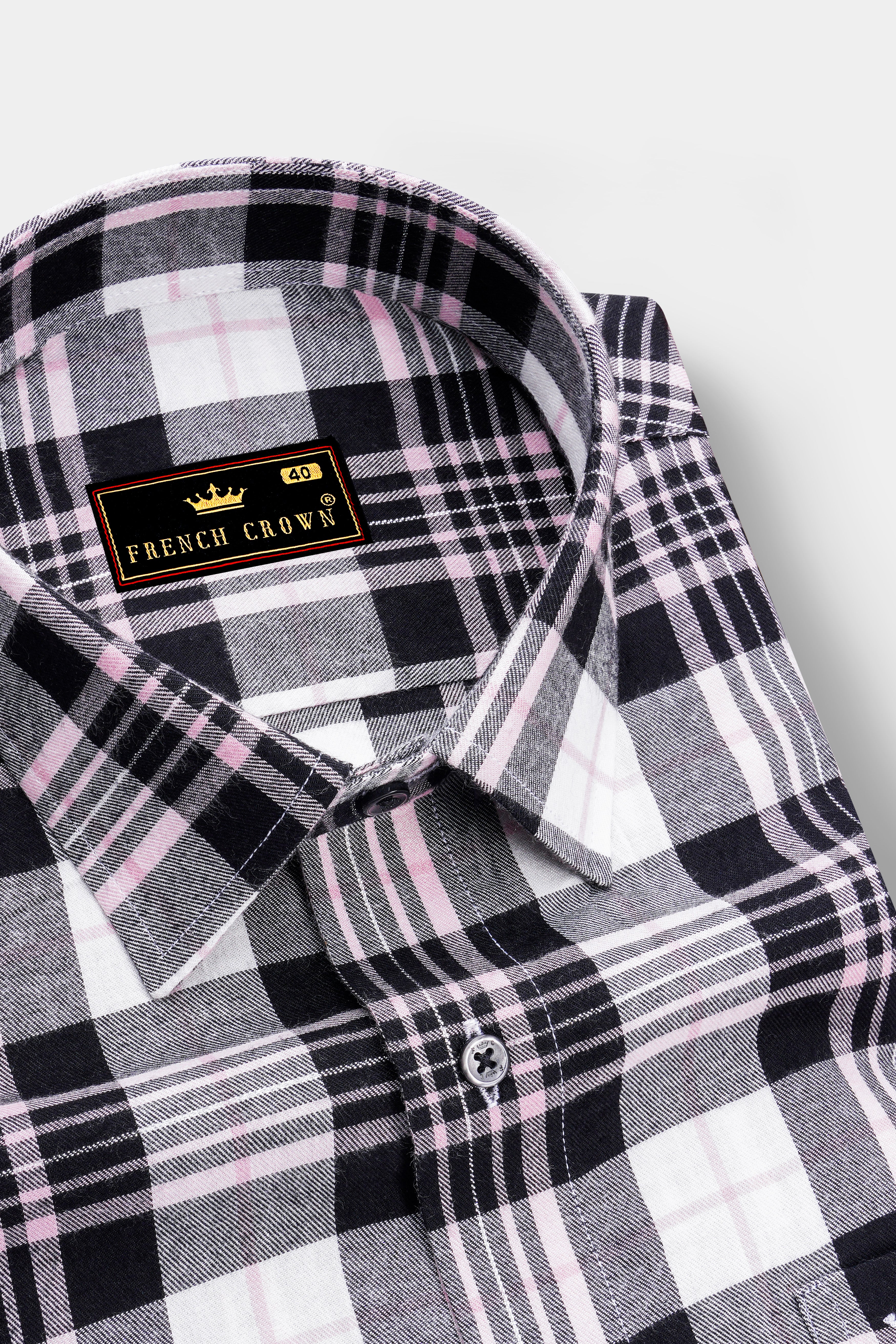 Jade Black and White Plaid Twill Premium Cotton Shirt