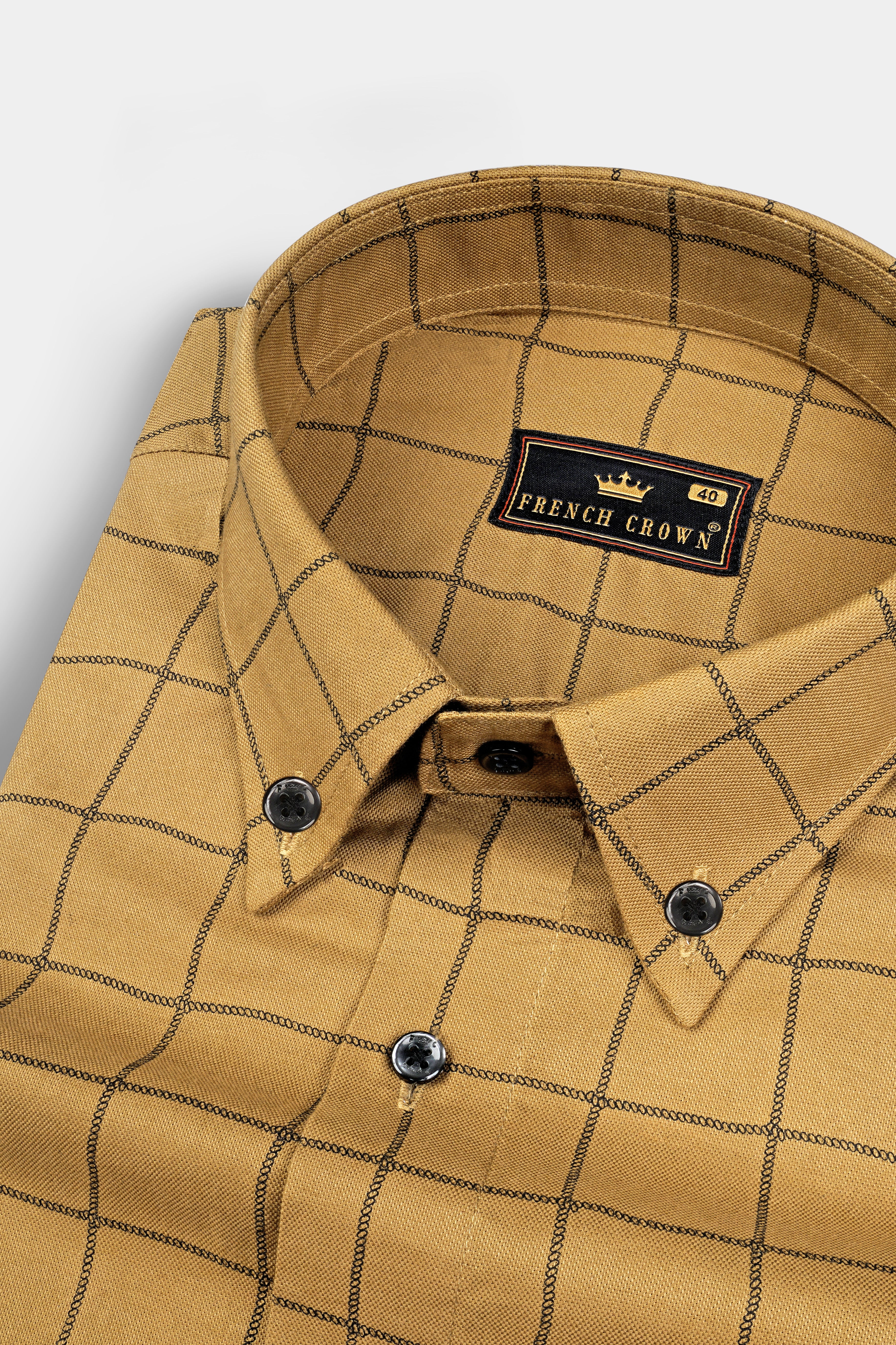 Muesli Brown Windowpane Royal Oxford Shirt