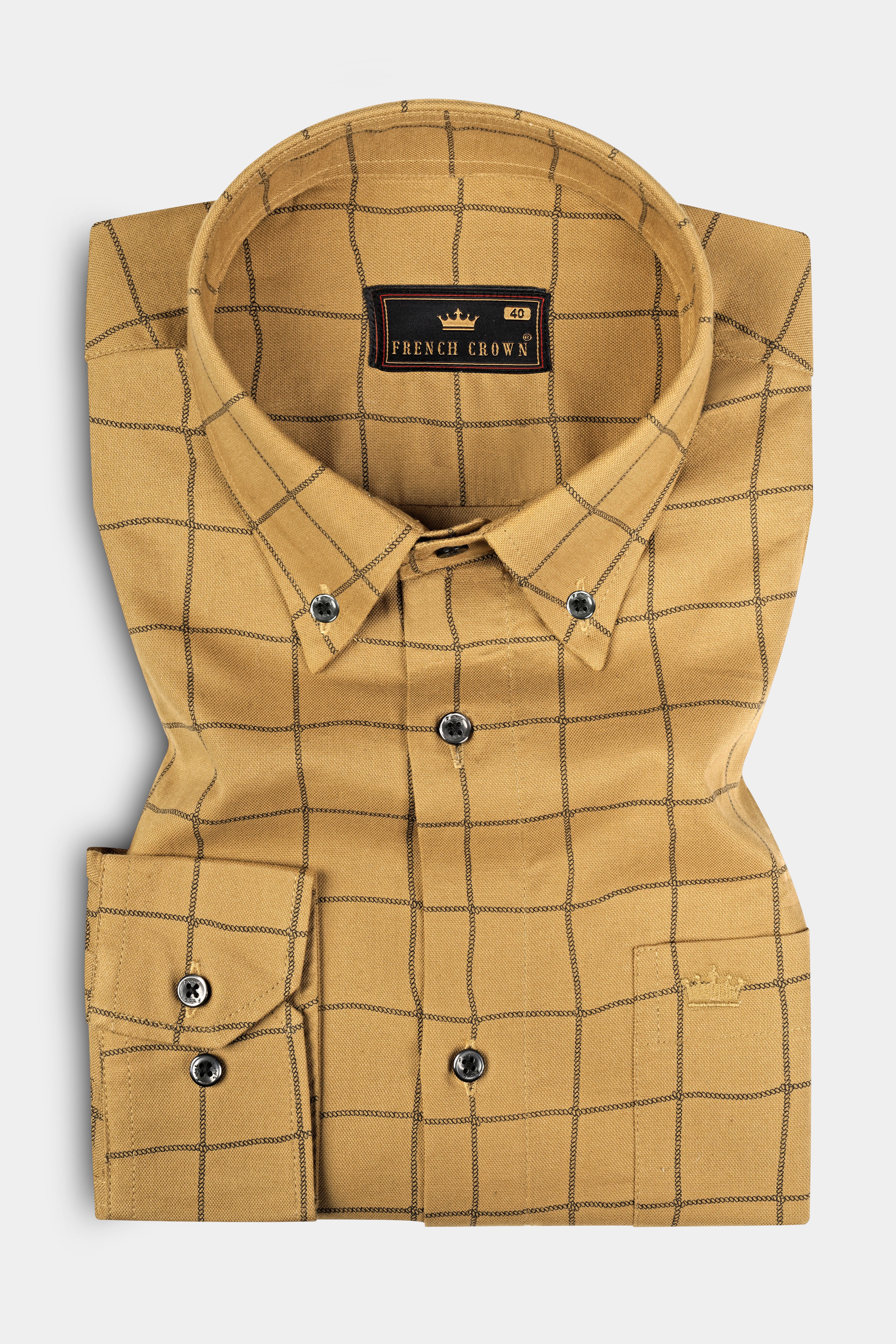 Muesli Brown Windowpane Royal Oxford Shirt