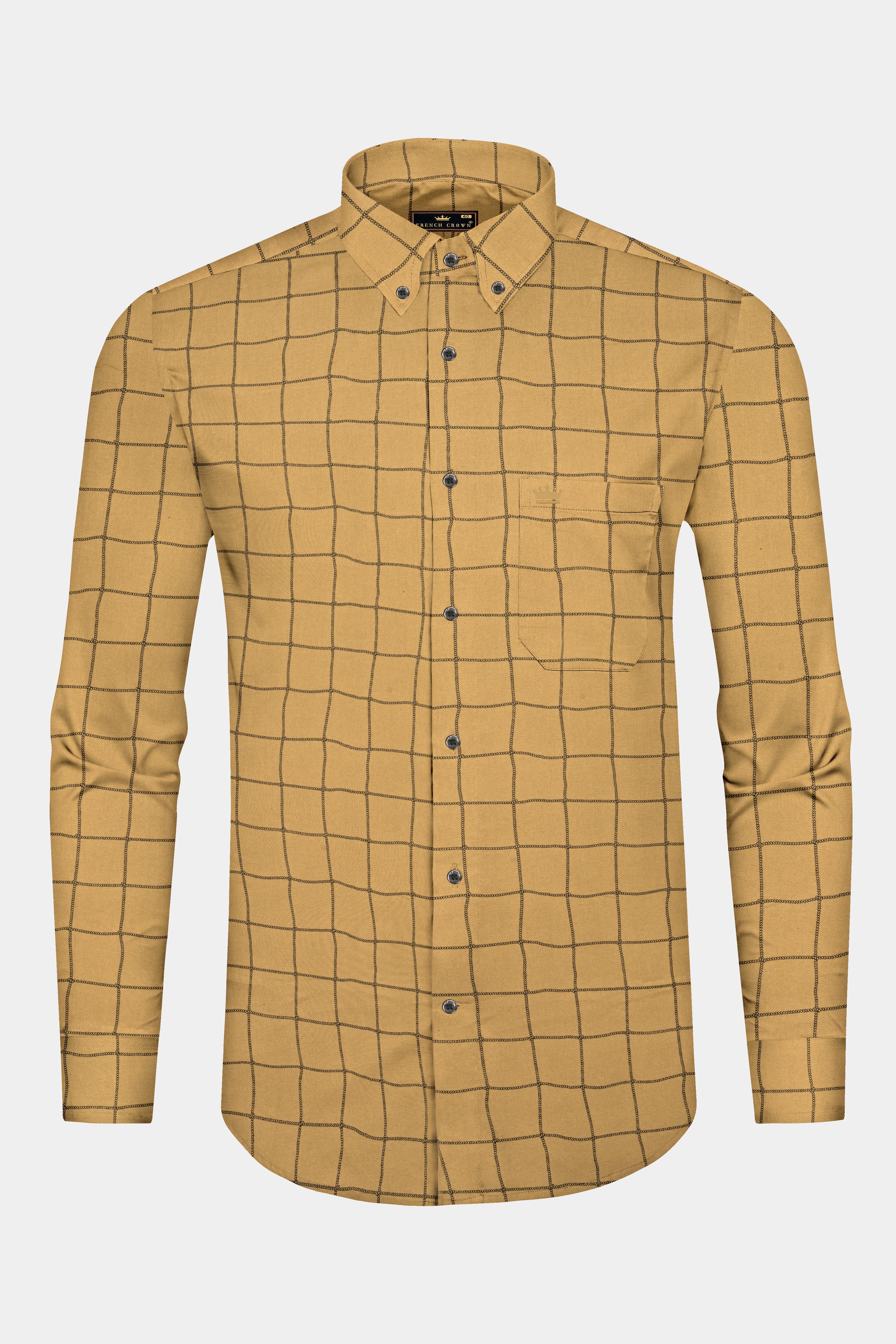 Muesli Brown Windowpane Royal Oxford Shirt