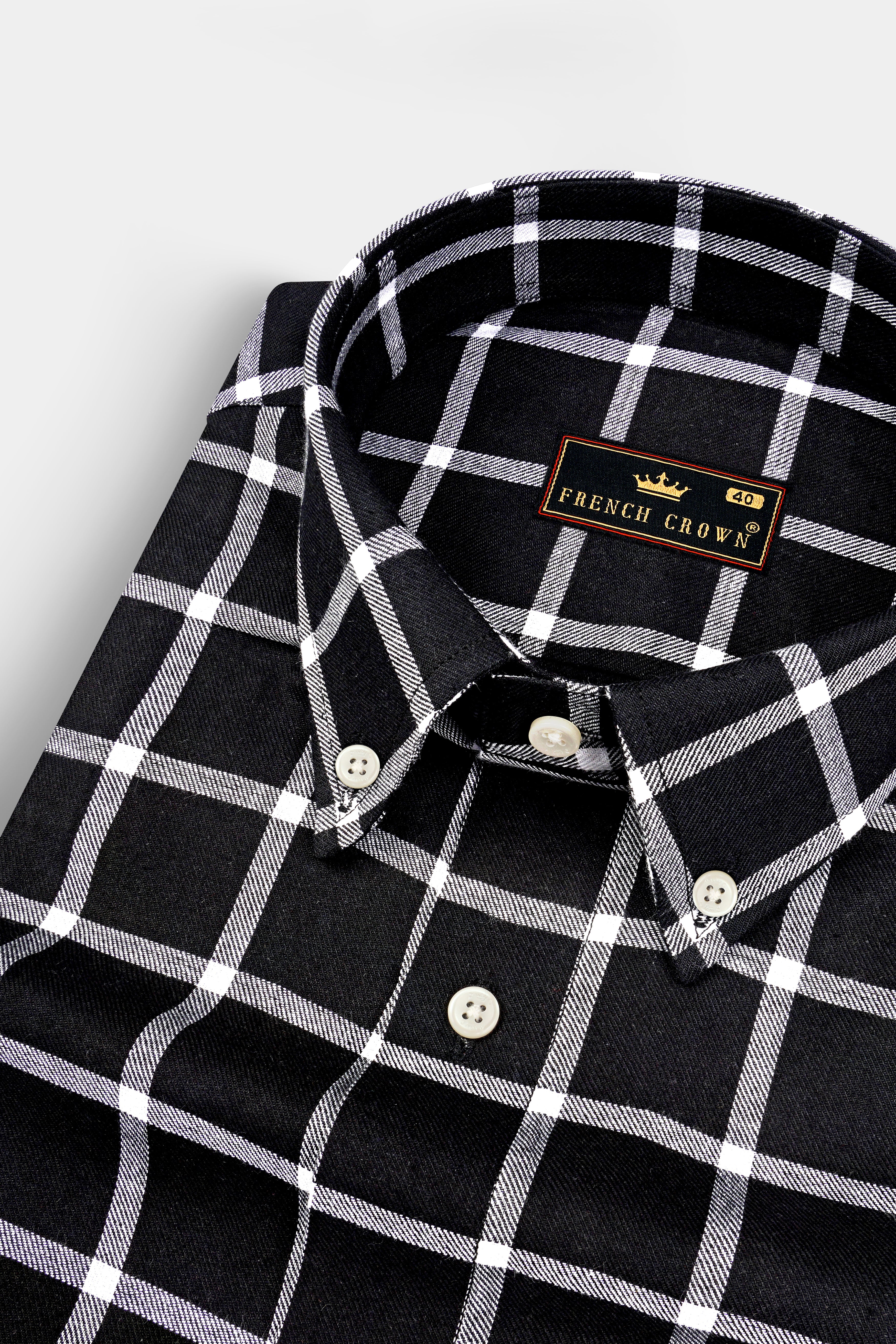 Jade Black Plaid Twill Premium Cotton Shirt