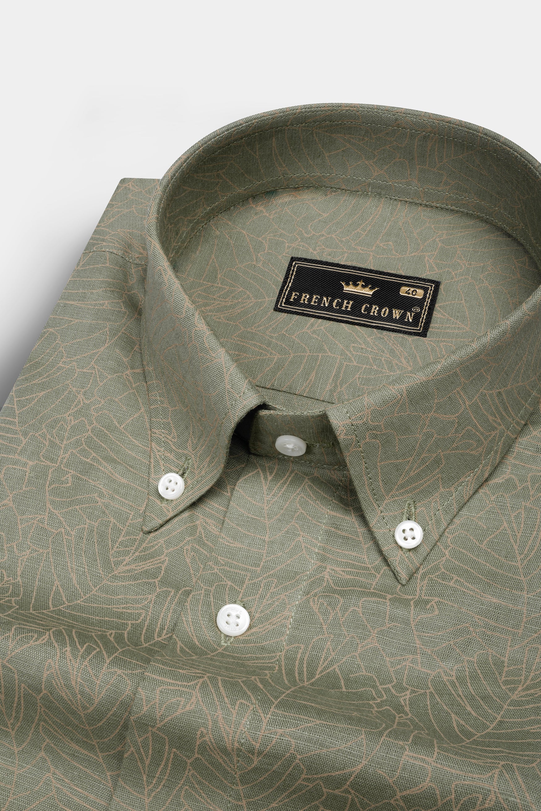 Stonewall Leaves Printed Luxurious Linen Shirt