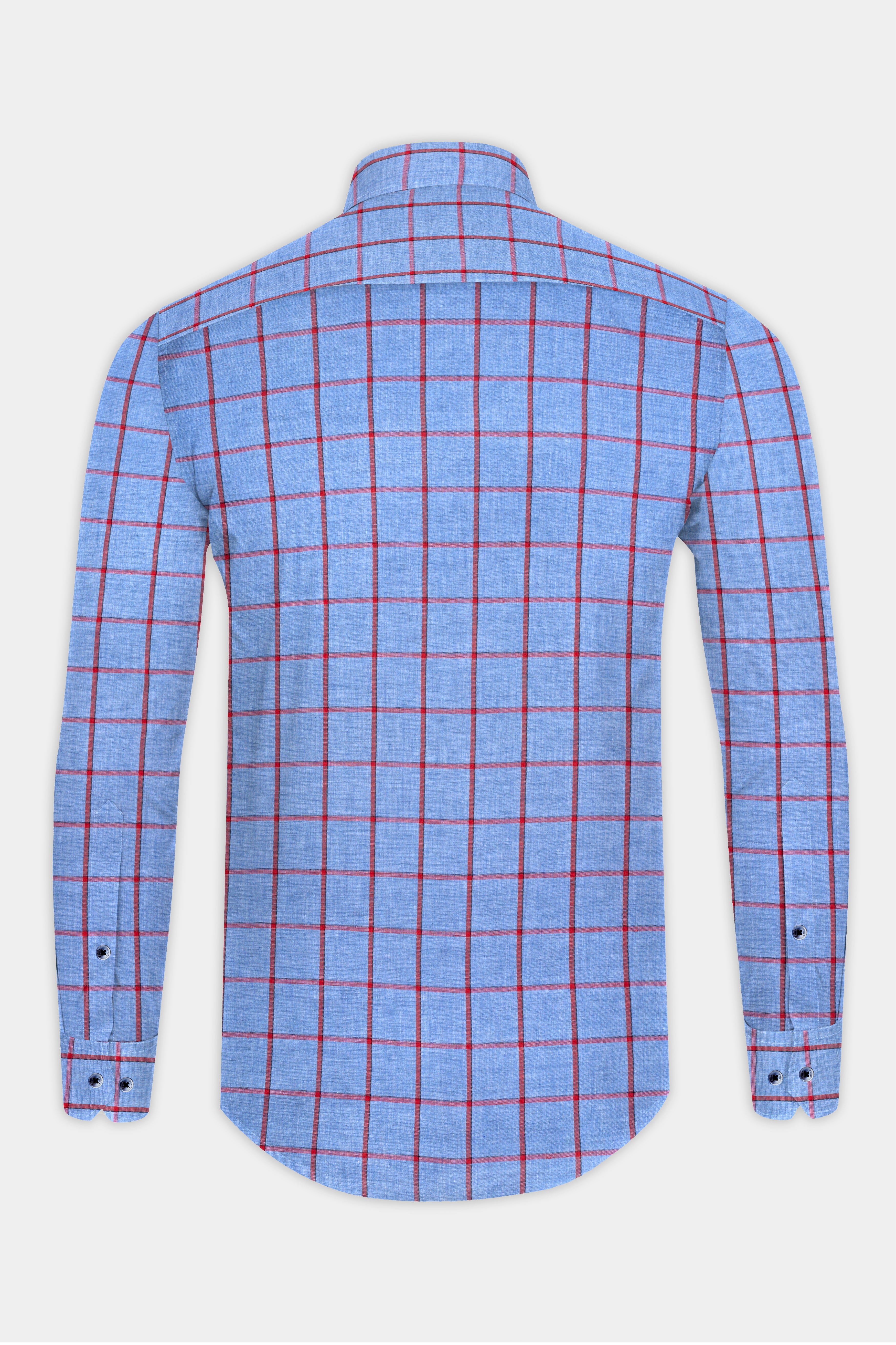 Shipcove Blue and Chestnut Red Windowpane Royal Oxford Shirt