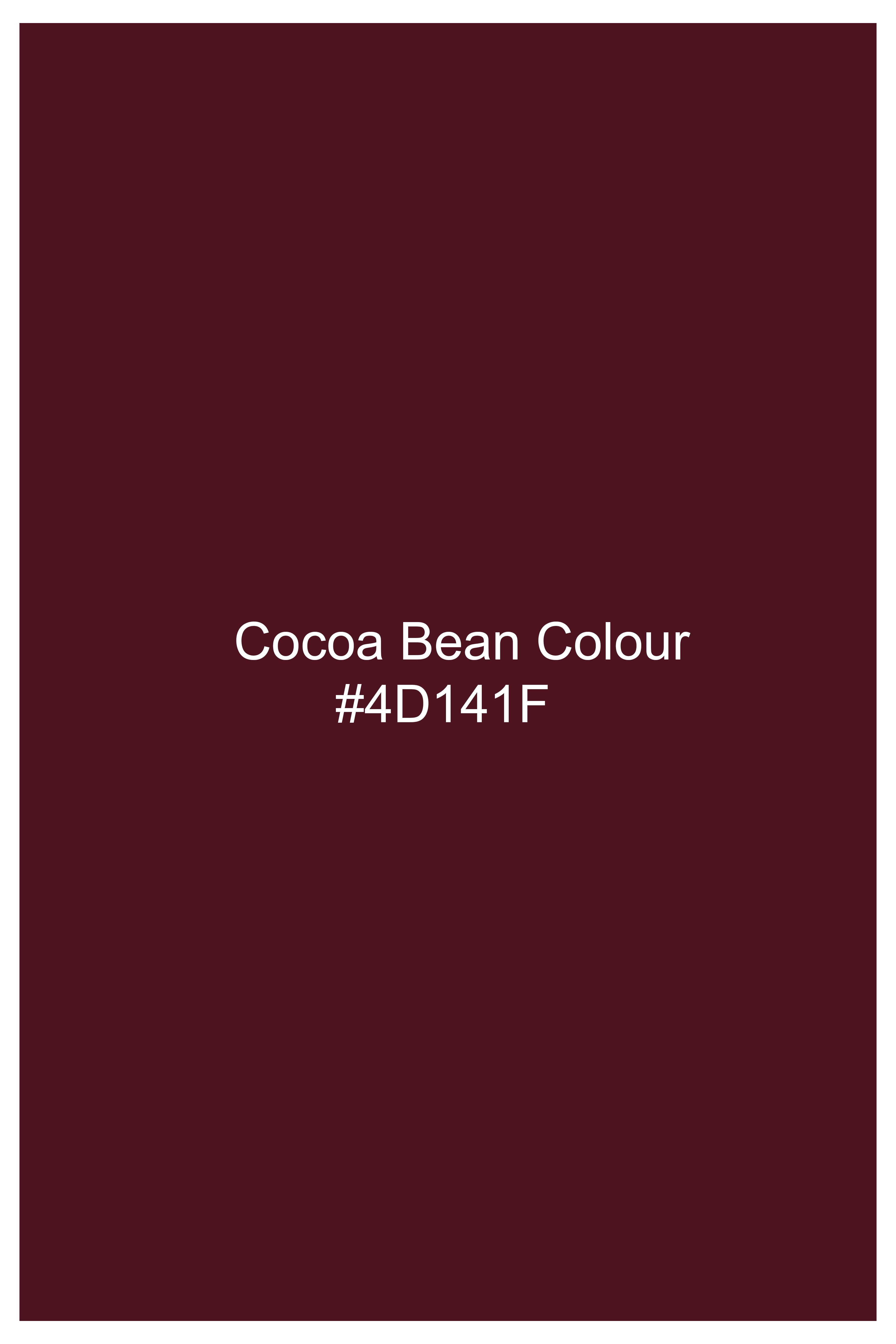 Cocoa Bean Maroon with French Crown Signature Embroidered Luxurious Linen Designer Shirt