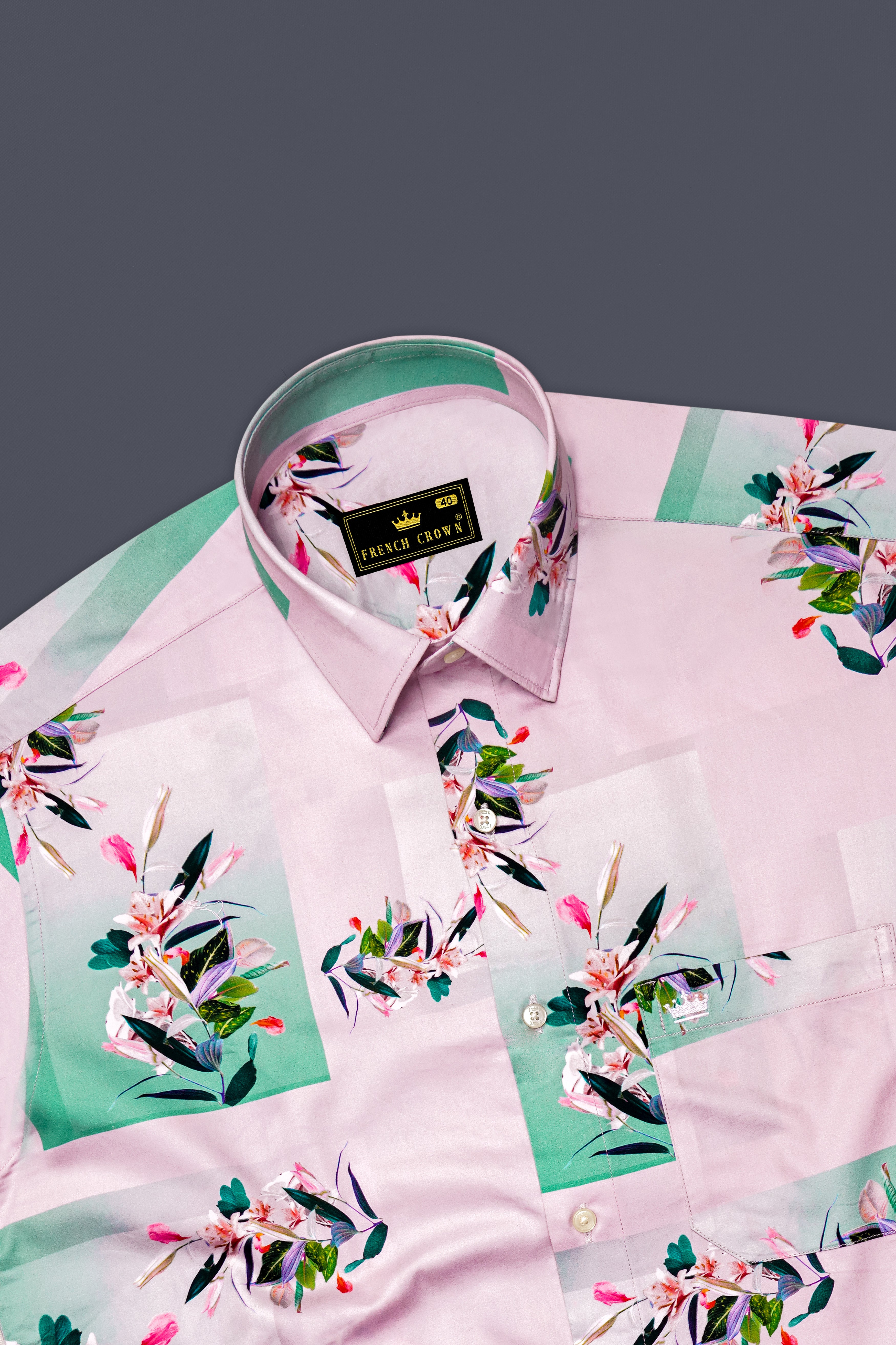 Pear Bush Pink Tropical Printed Super Soft Premium Cotton Designer Shirt
