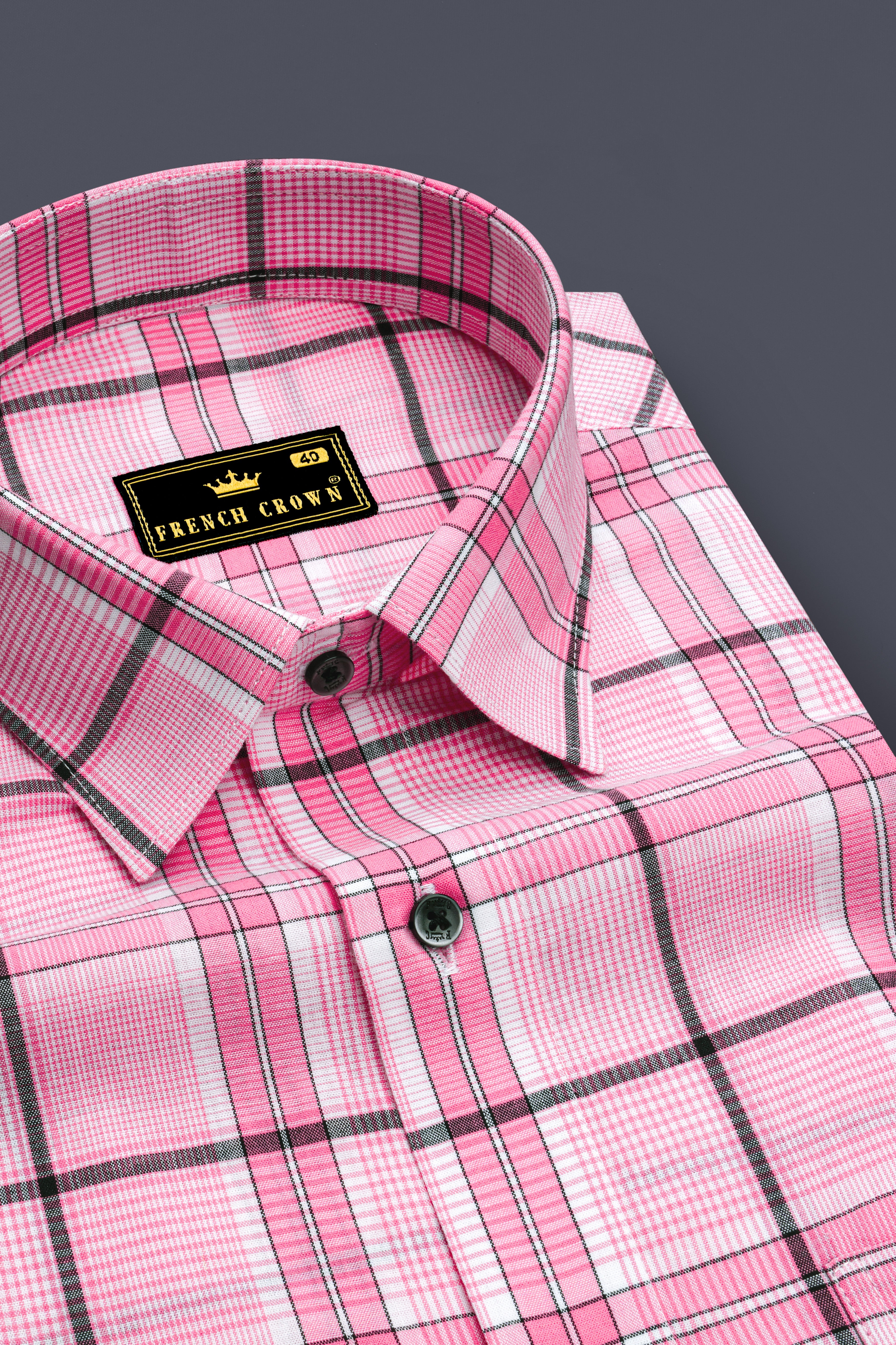 Deep Blush Pink Plaid Premium Cotton Shirt