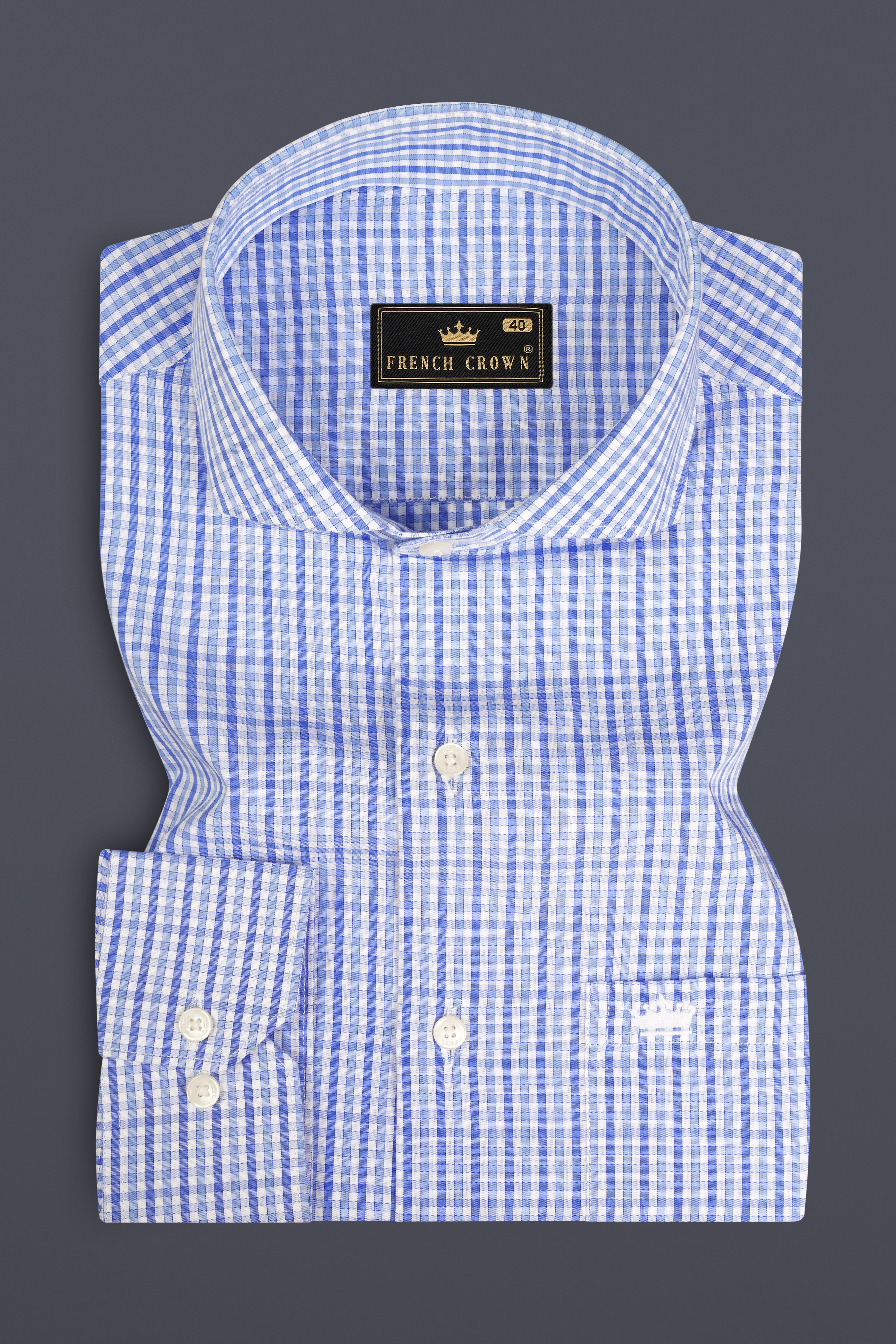 Portage Blue Checkered Premium Cotton Shirt