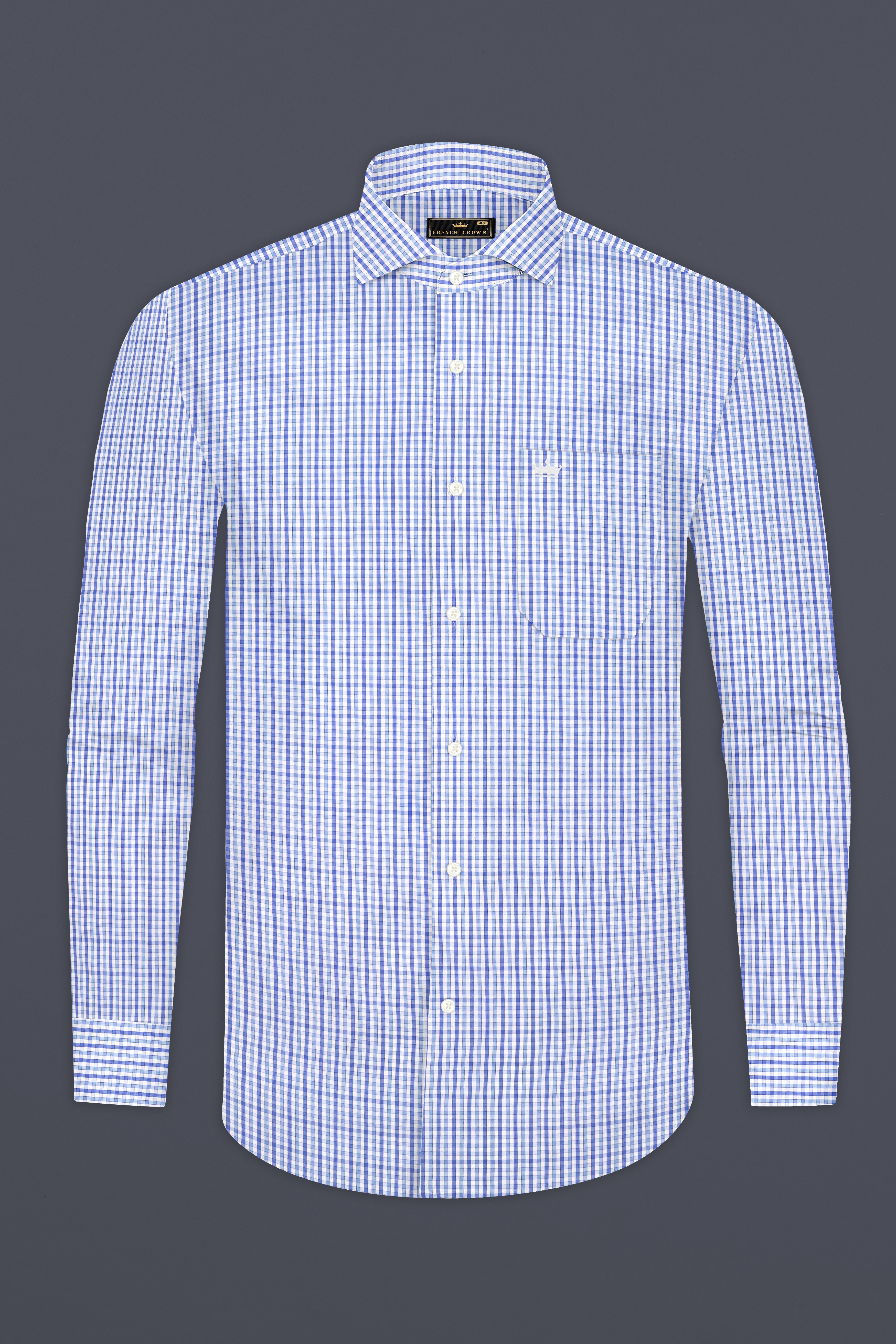 Portage Blue Checkered Premium Cotton Shirt