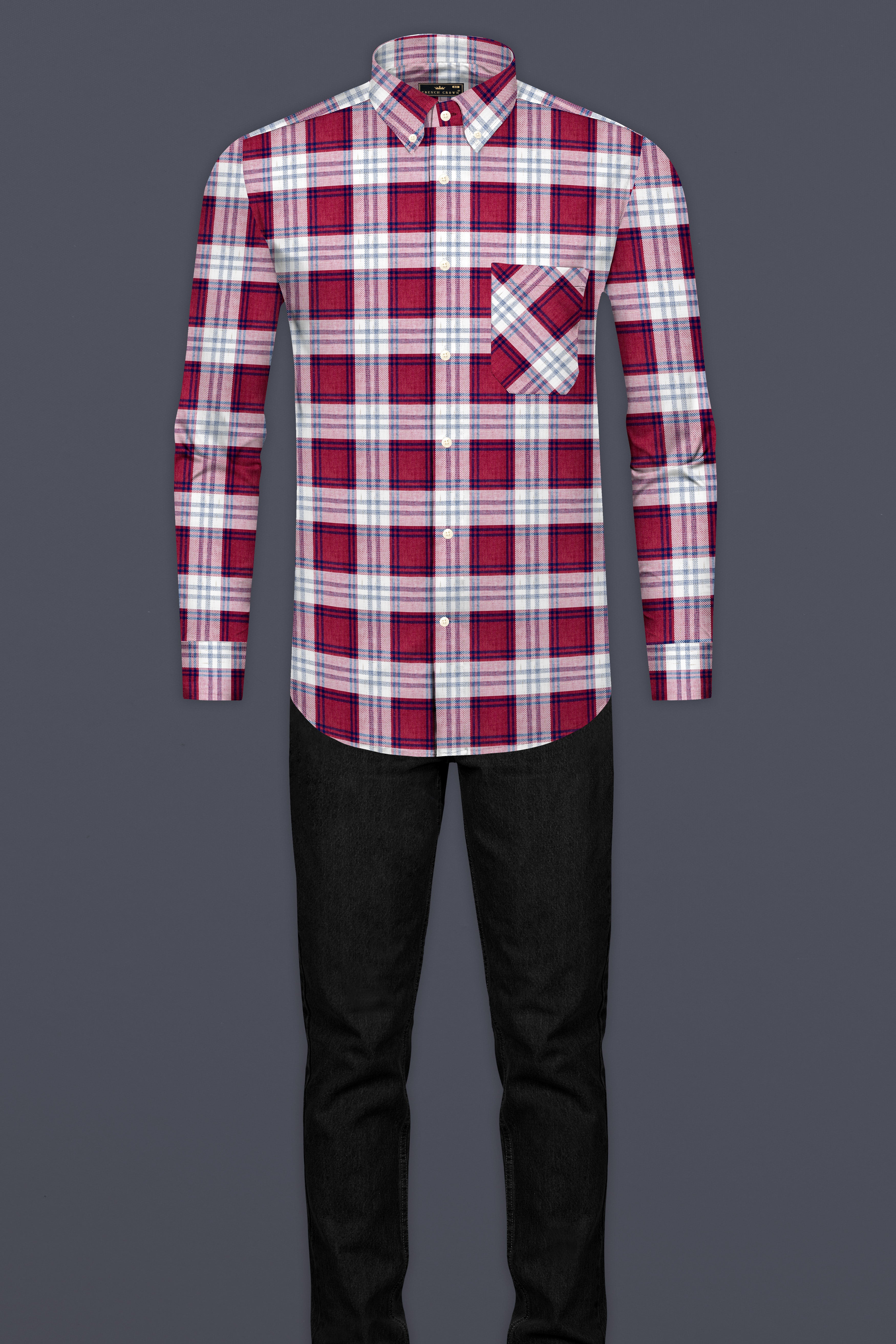 Shiraz Red and Pot Pourri Twill Plaid Premium Cotton Shirt