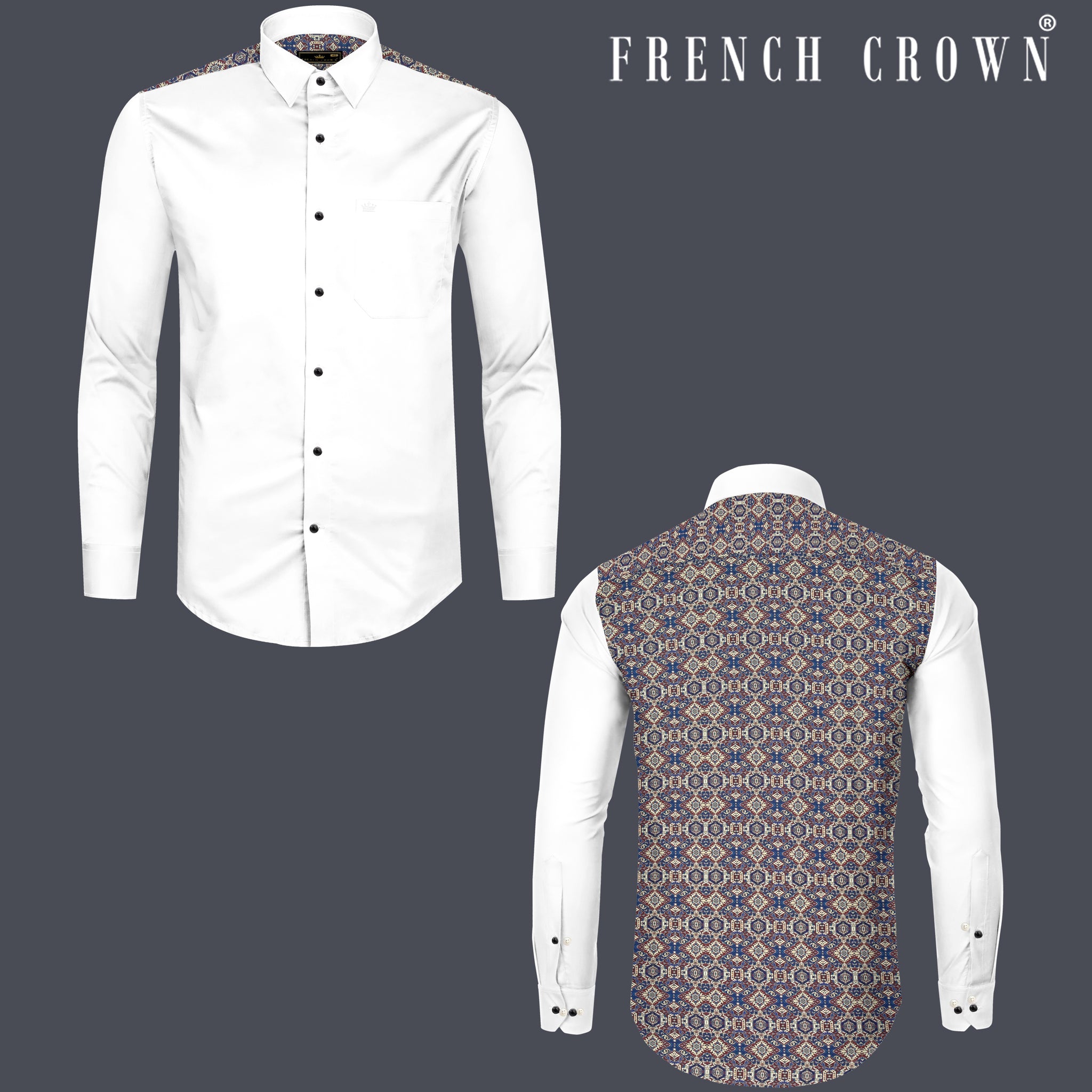 Men's White Printed Premium Cotton Casual Shirt main image 0