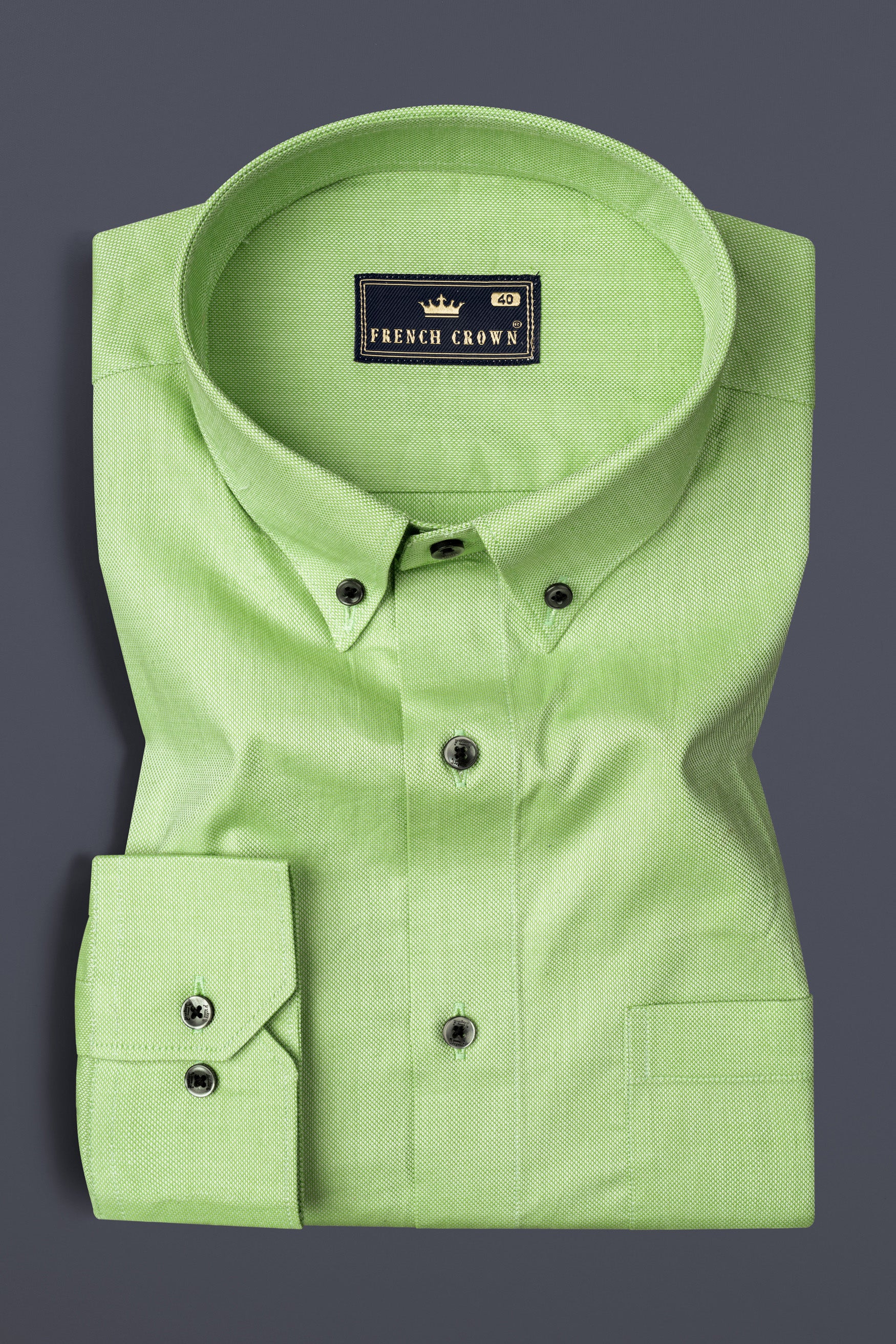 Feijoa Green Dobby Textured Premium Giza Cotton Shirt
