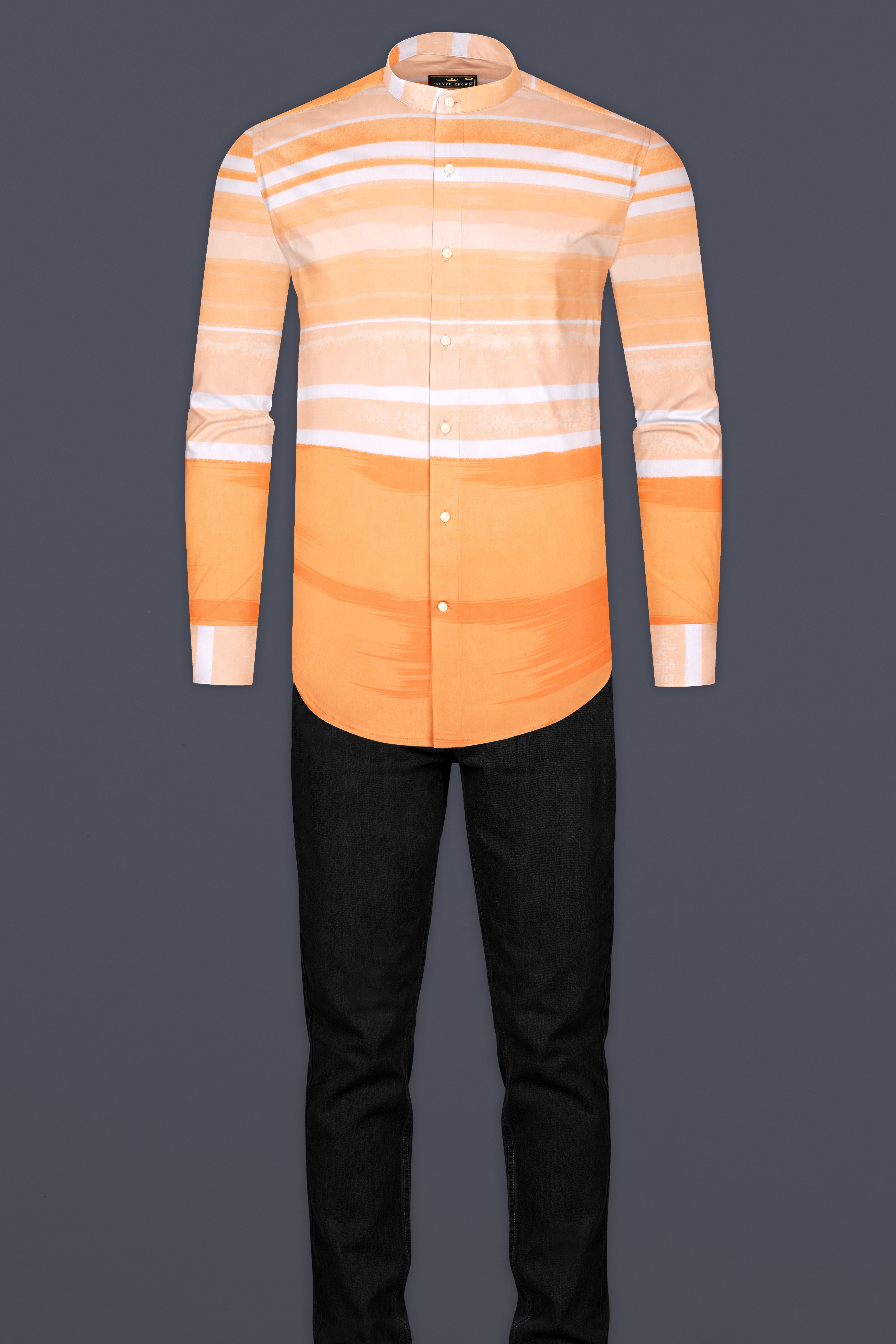 Neon Carrot and white Luxurious Linen Shirt