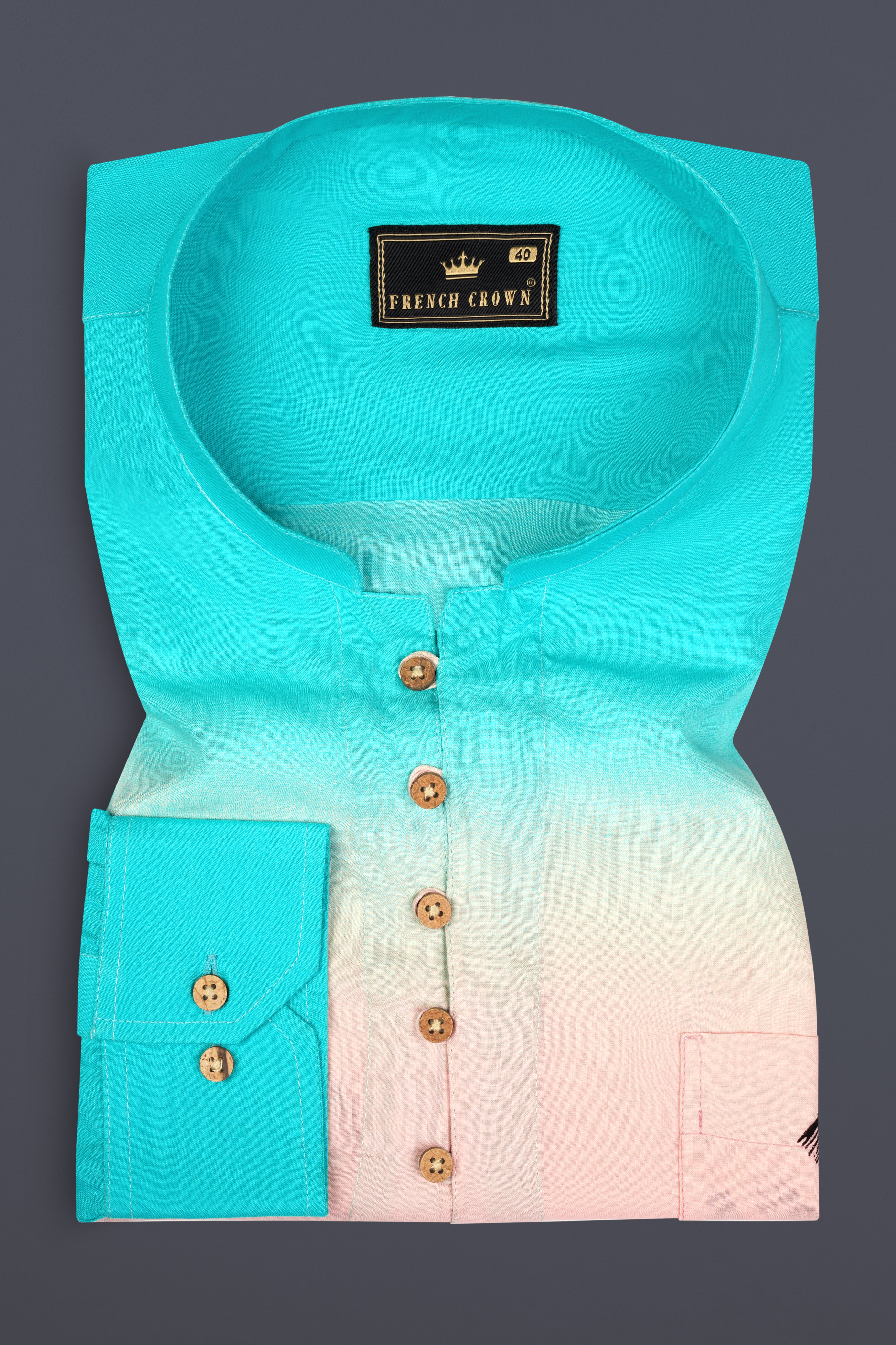 Jaguar Black and Pale Rose Premium Tencel Kurta Shirt