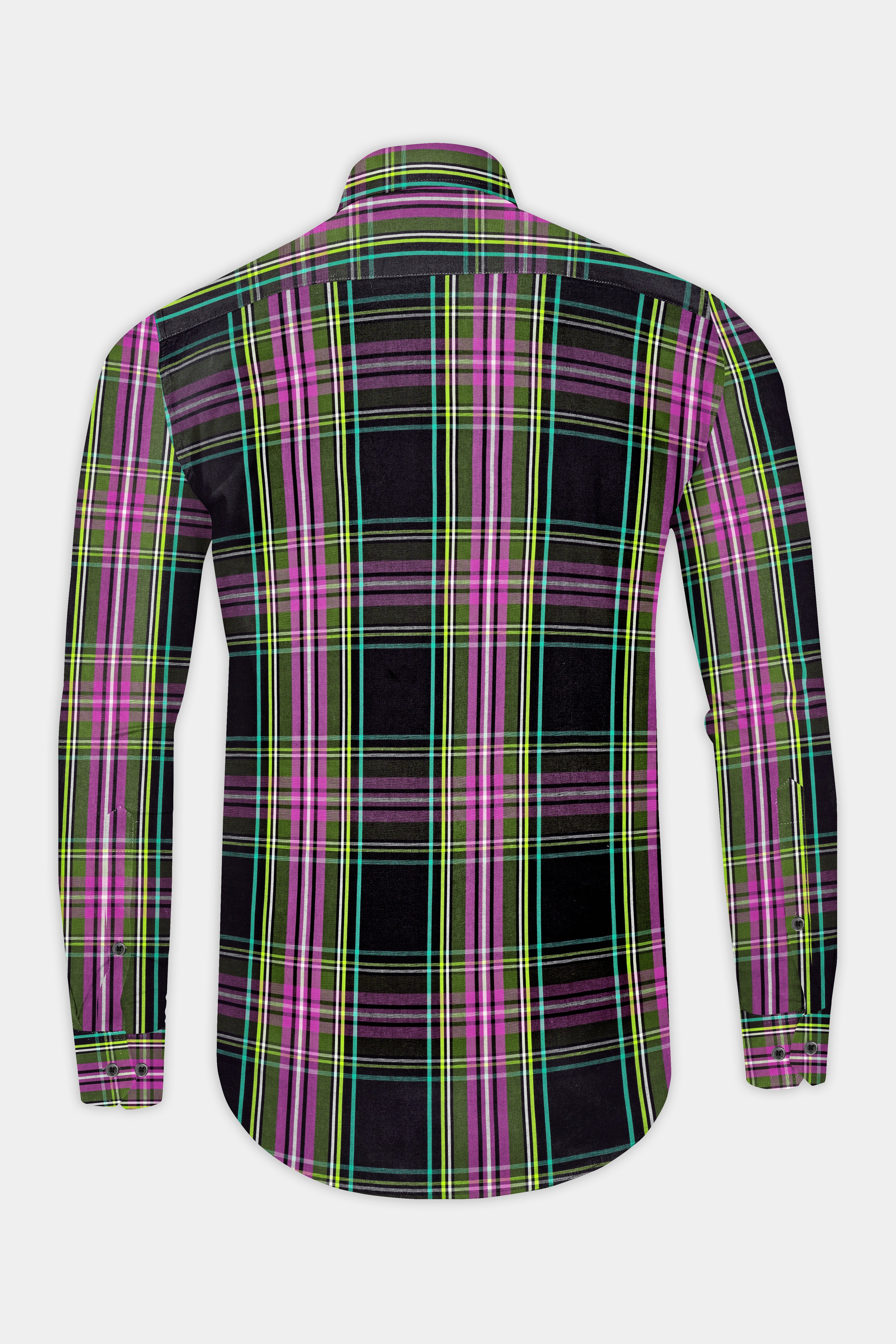 Jade Black with Hibiscus Pink Plaid Premium Cotton Shirt