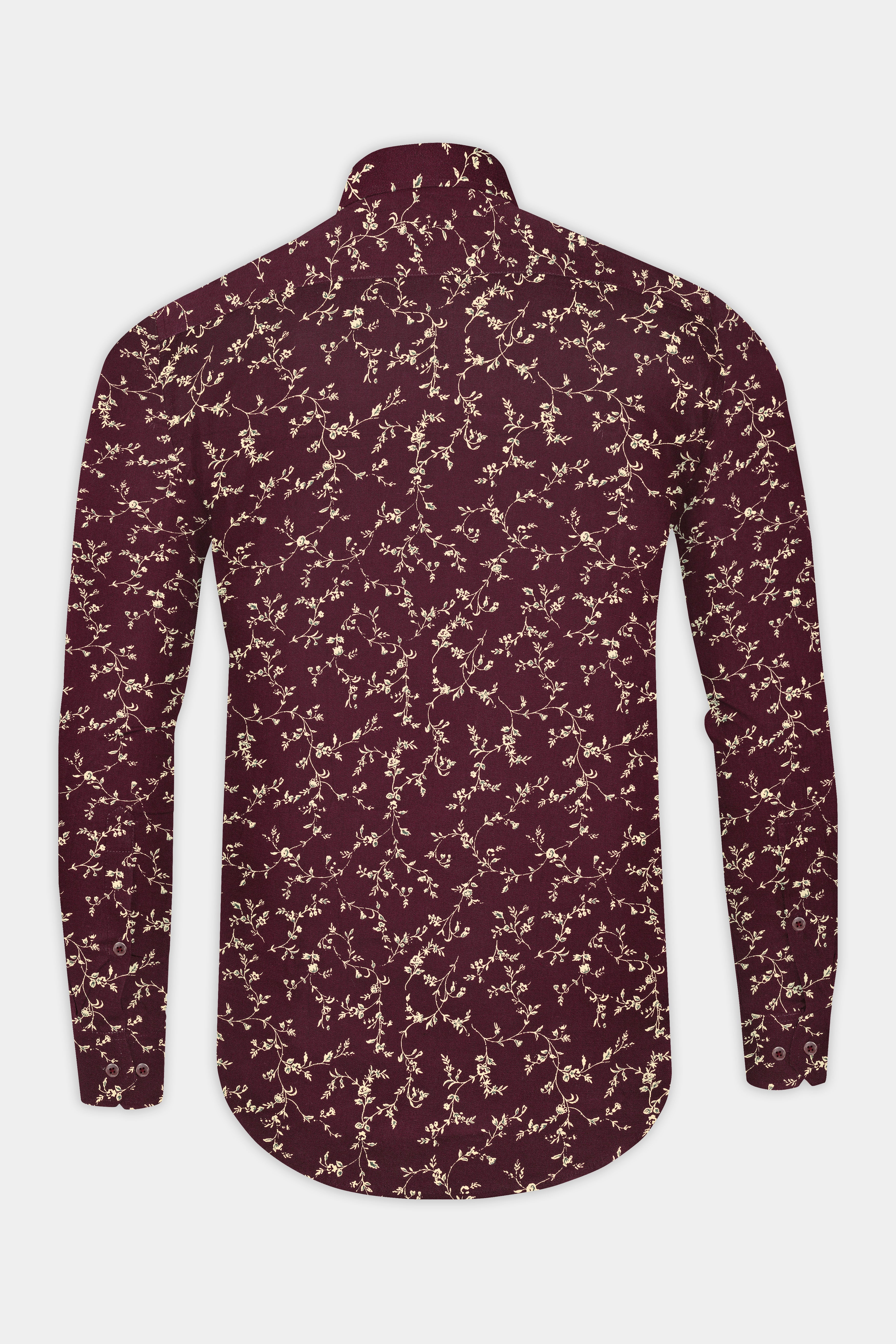 Wine Berry flowers Printed Royal Oxford Shirt