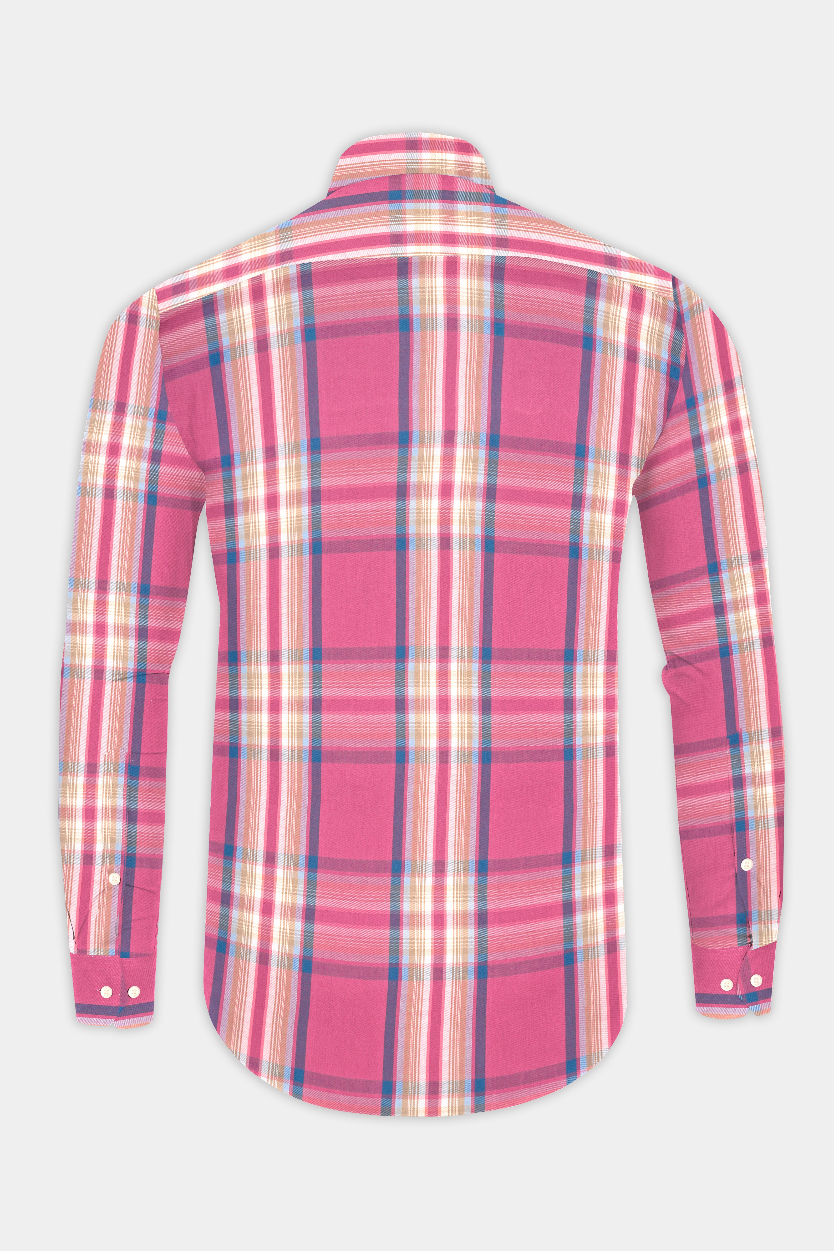 Tapestry Pink and Multicolored Twill Plaid Premium Cotton Shirt