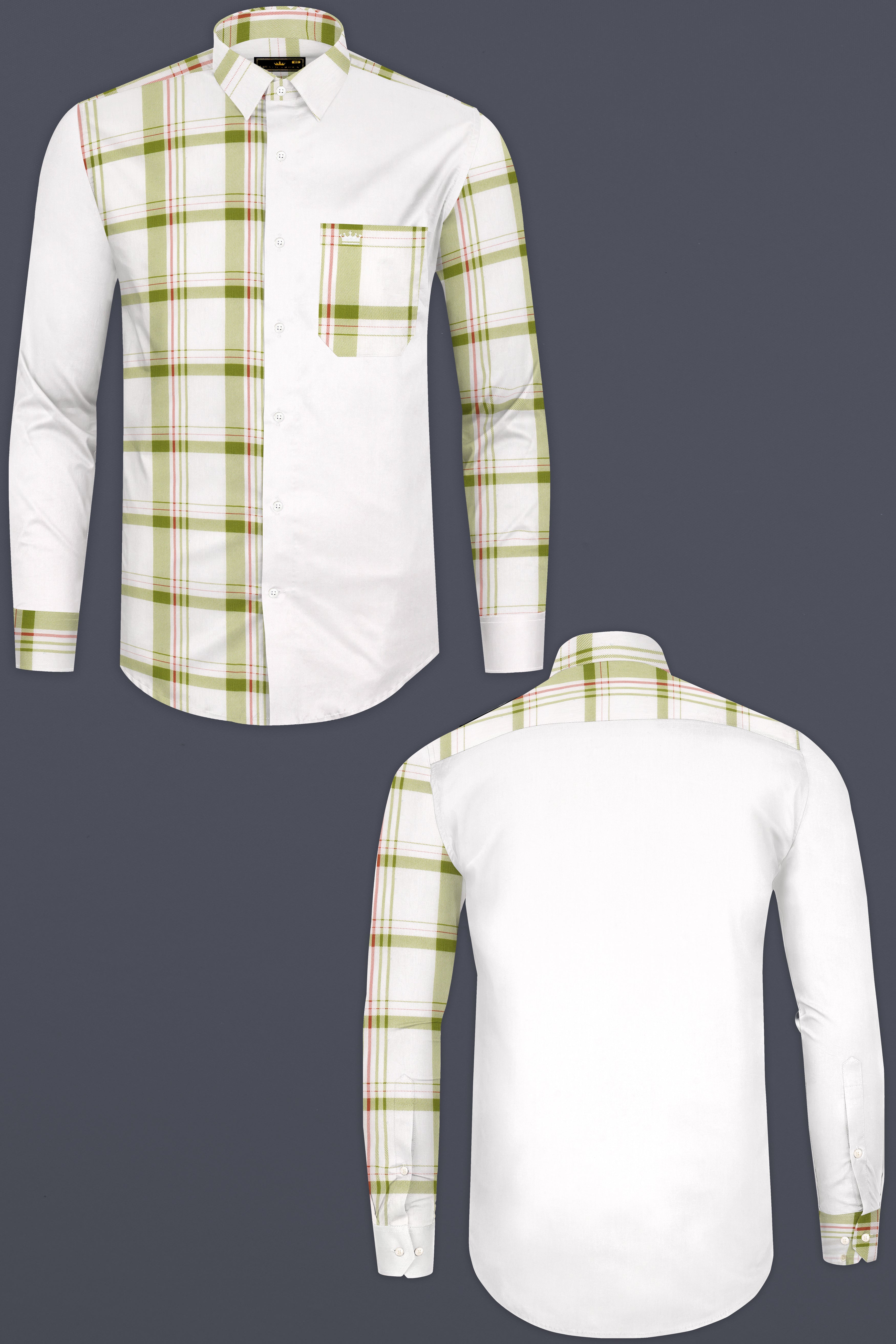 Half White Half Checkered Super Soft Premium Cotton Designer Shirt