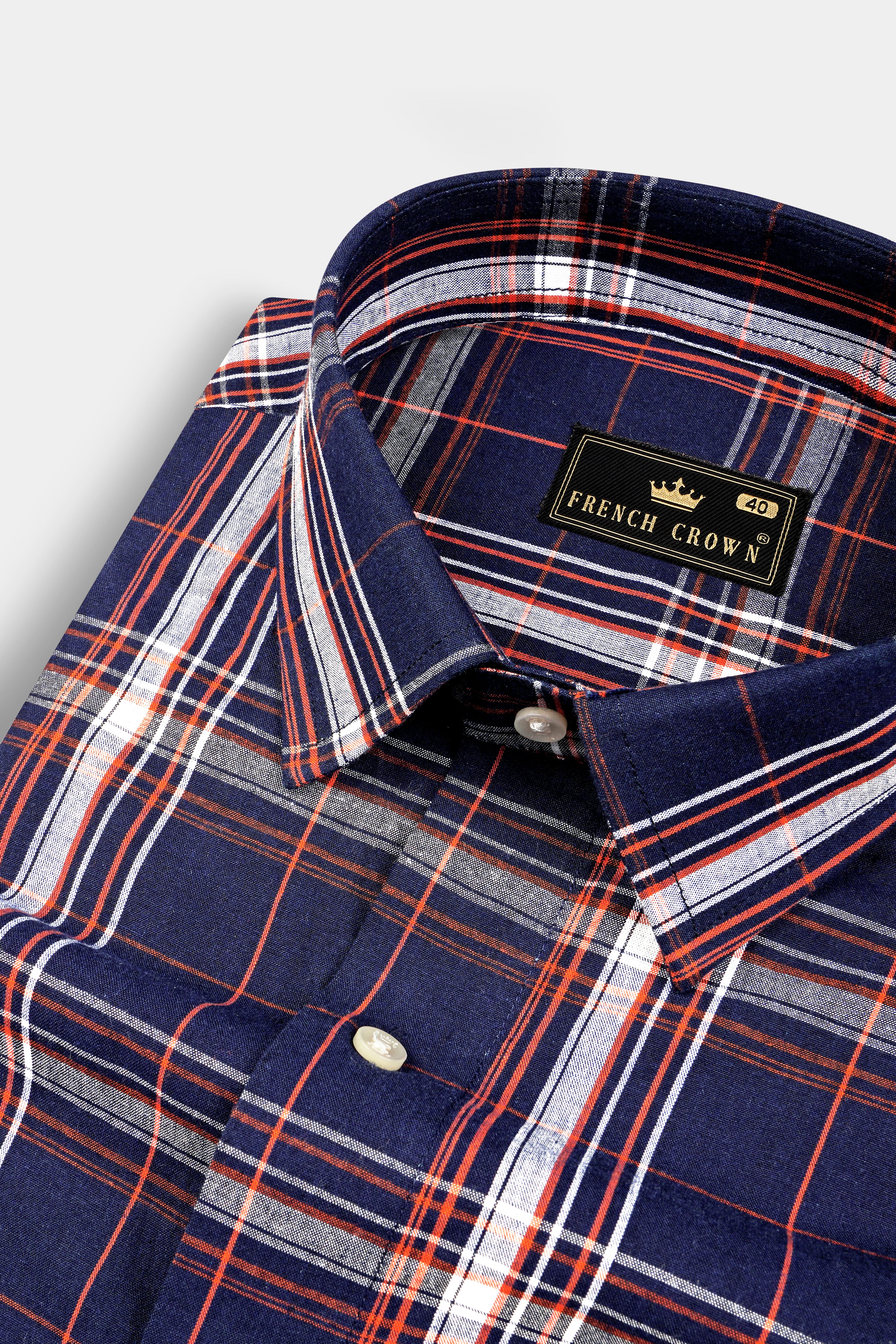 Ebony Blue Plaid Premium Cotton Shirt