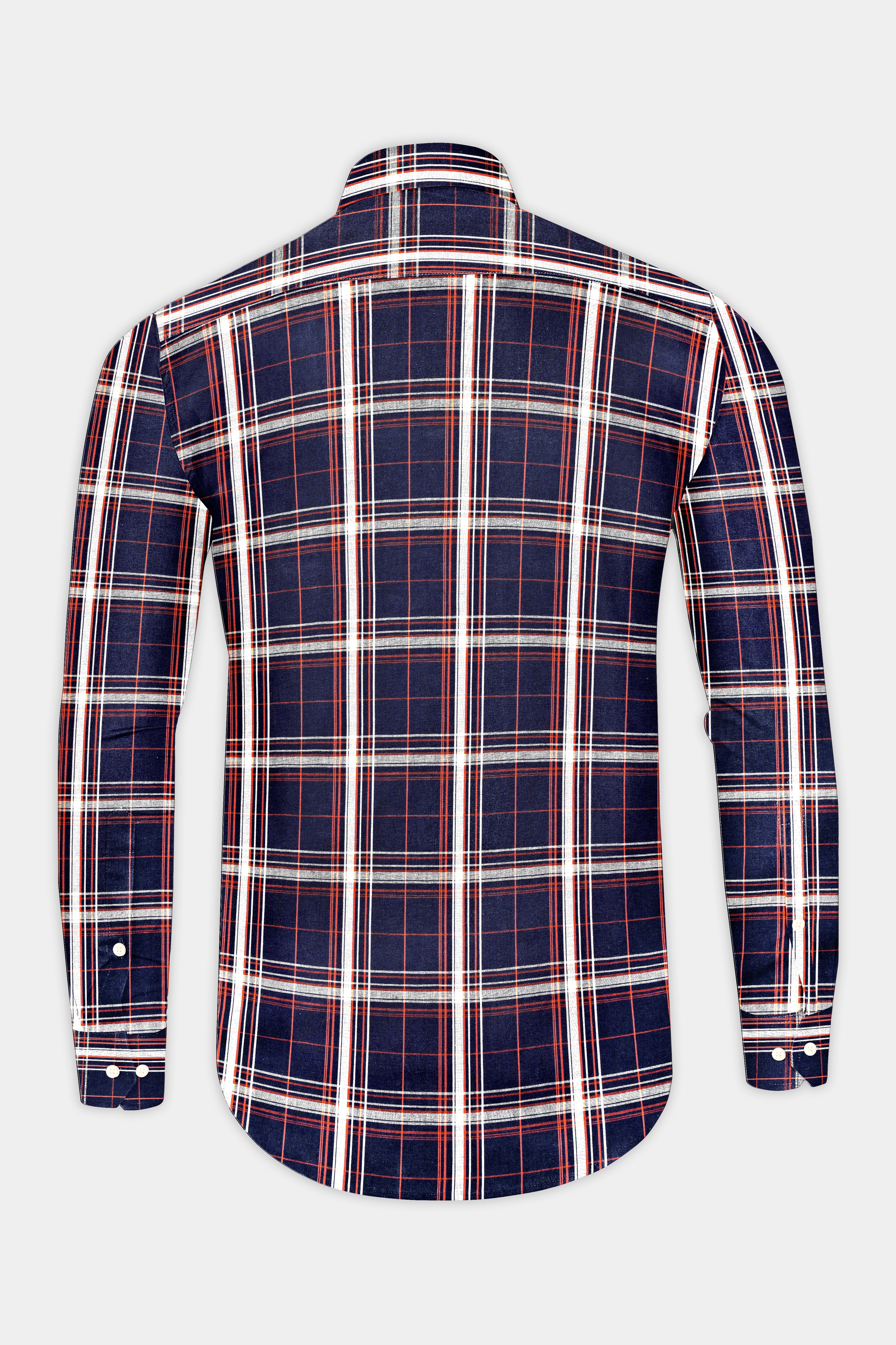 Ebony Blue Plaid Premium Cotton Shirt