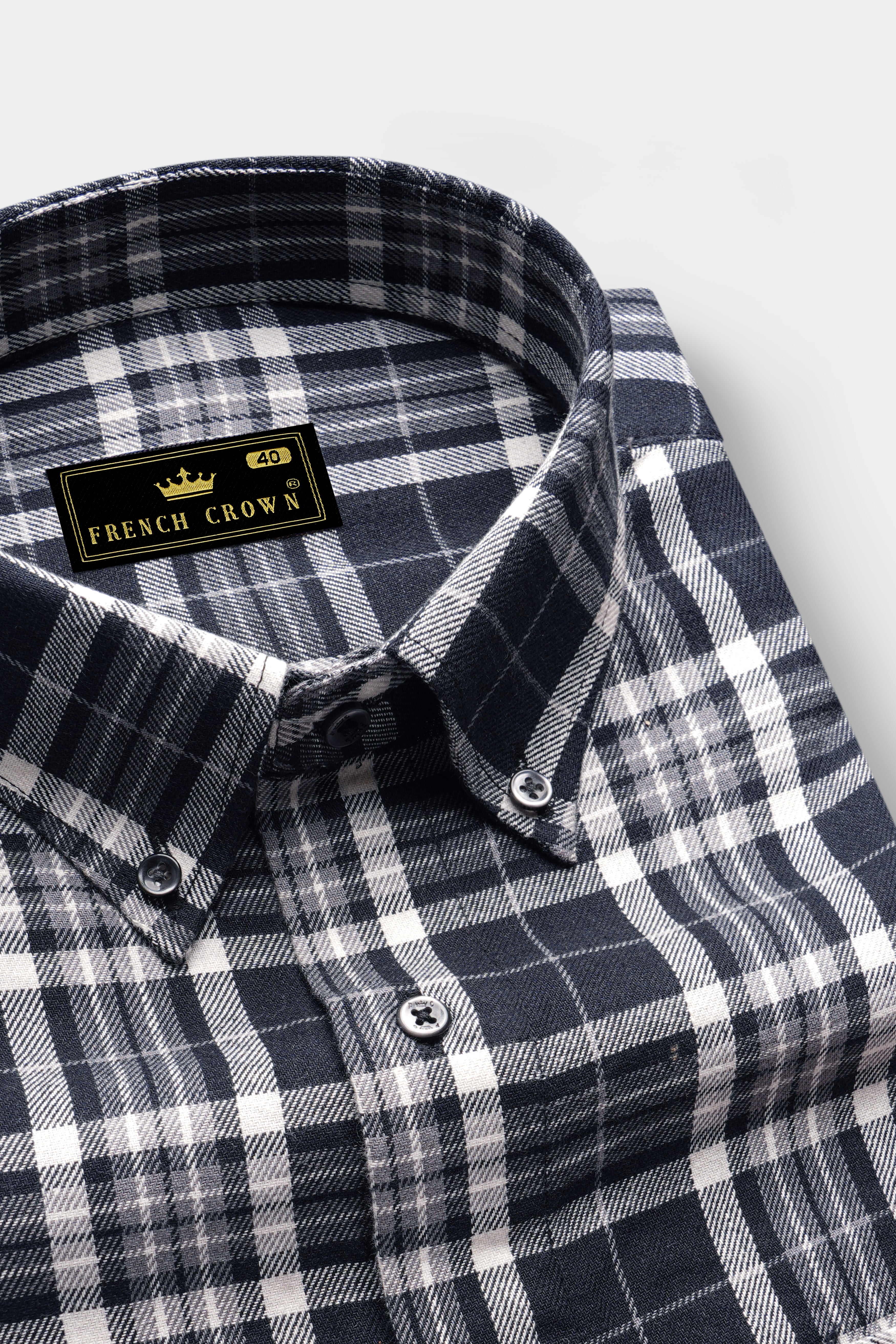 Jade Black and Quartz Gray Plaid Flannel Shirt