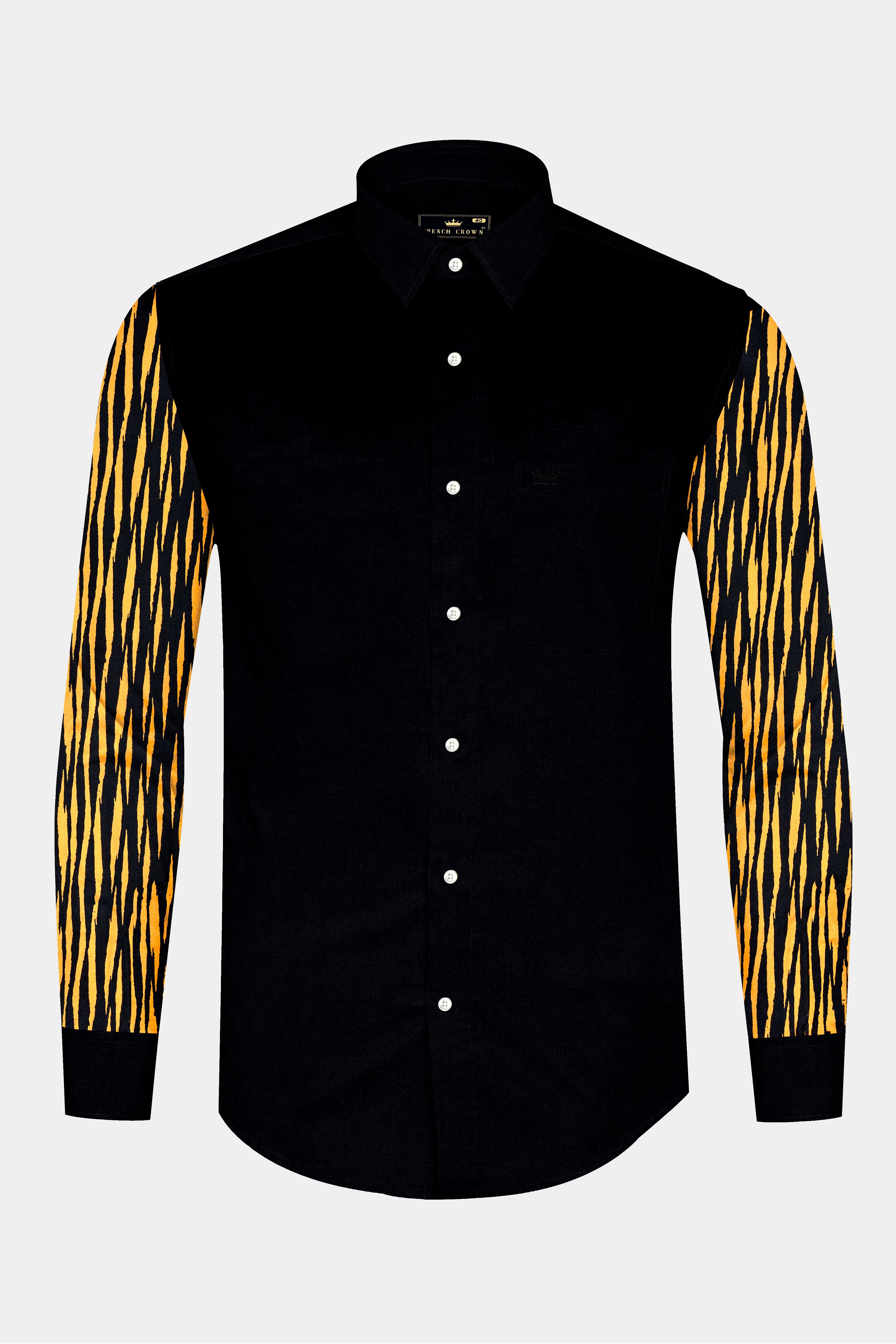 Jade Black with Tiger Stripes Printed Super Soft Premium Cotton Designer Shirt