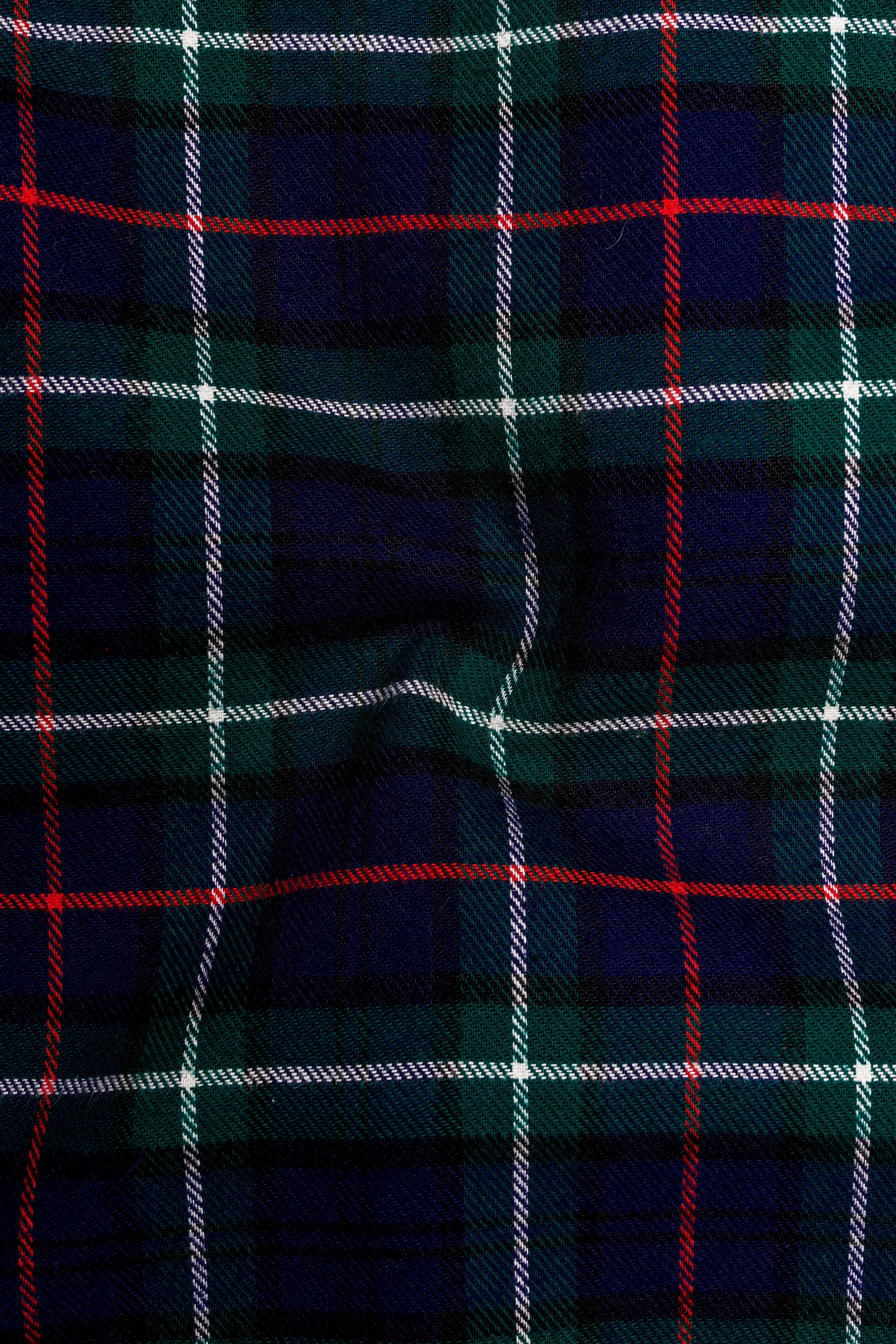 Cloud Burst Blue with Dartmouth Green Plaid Flannel Shirt