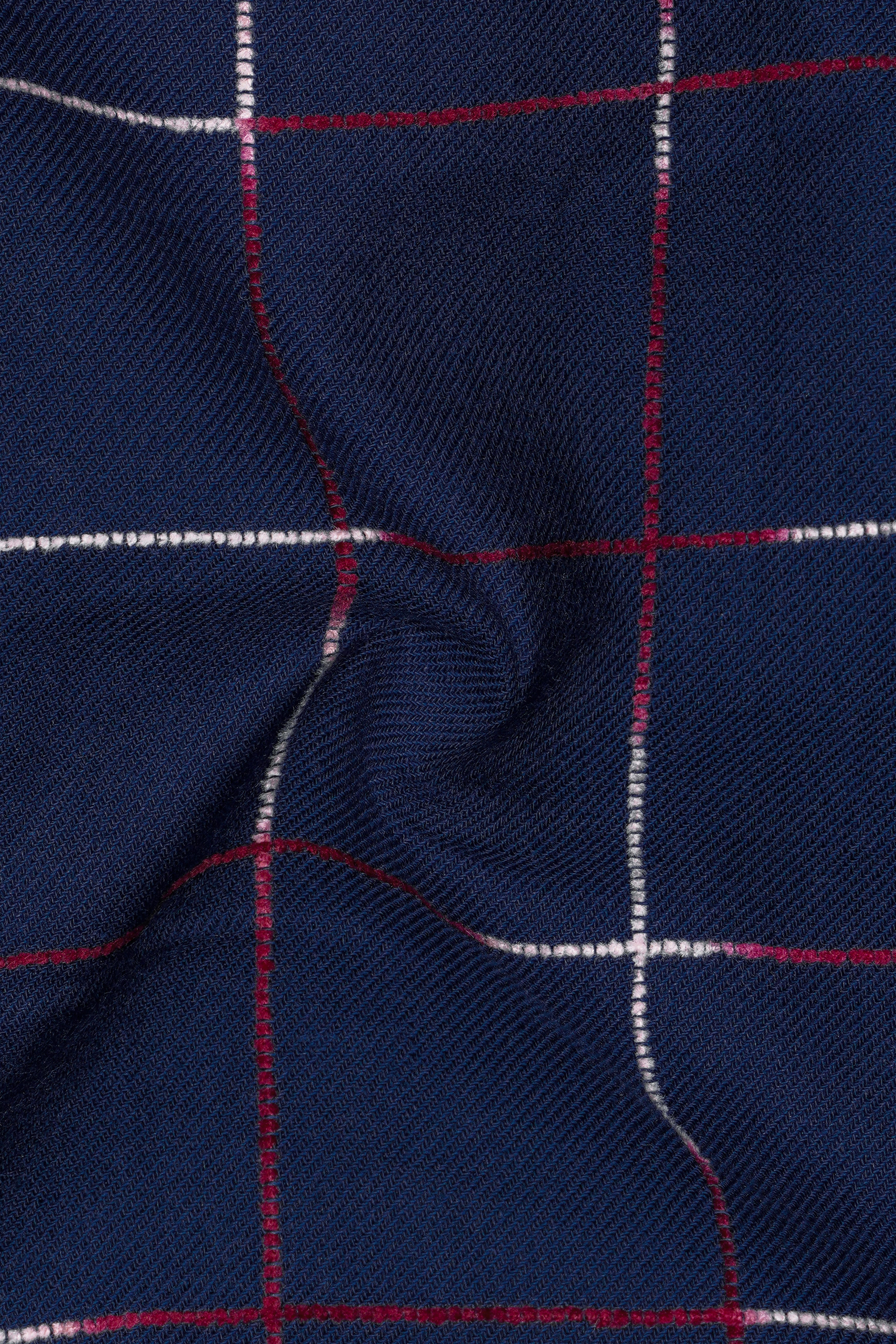 Bunting Blue Windowpane Dobby Textured Premium Giza Cotton Shirt