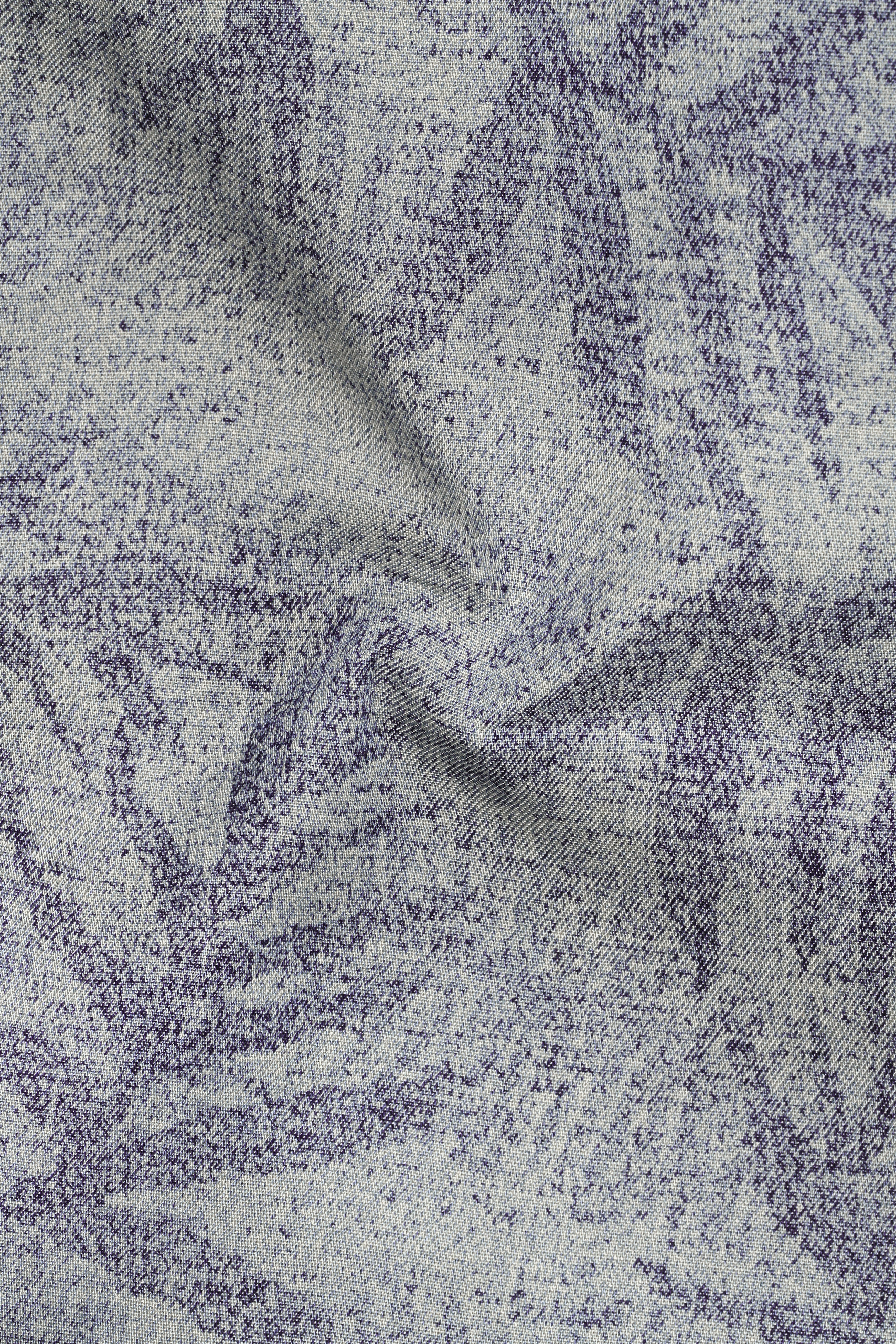 Raven Blue and Zircon Gray Leaves Textured Royal Oxford Shirt