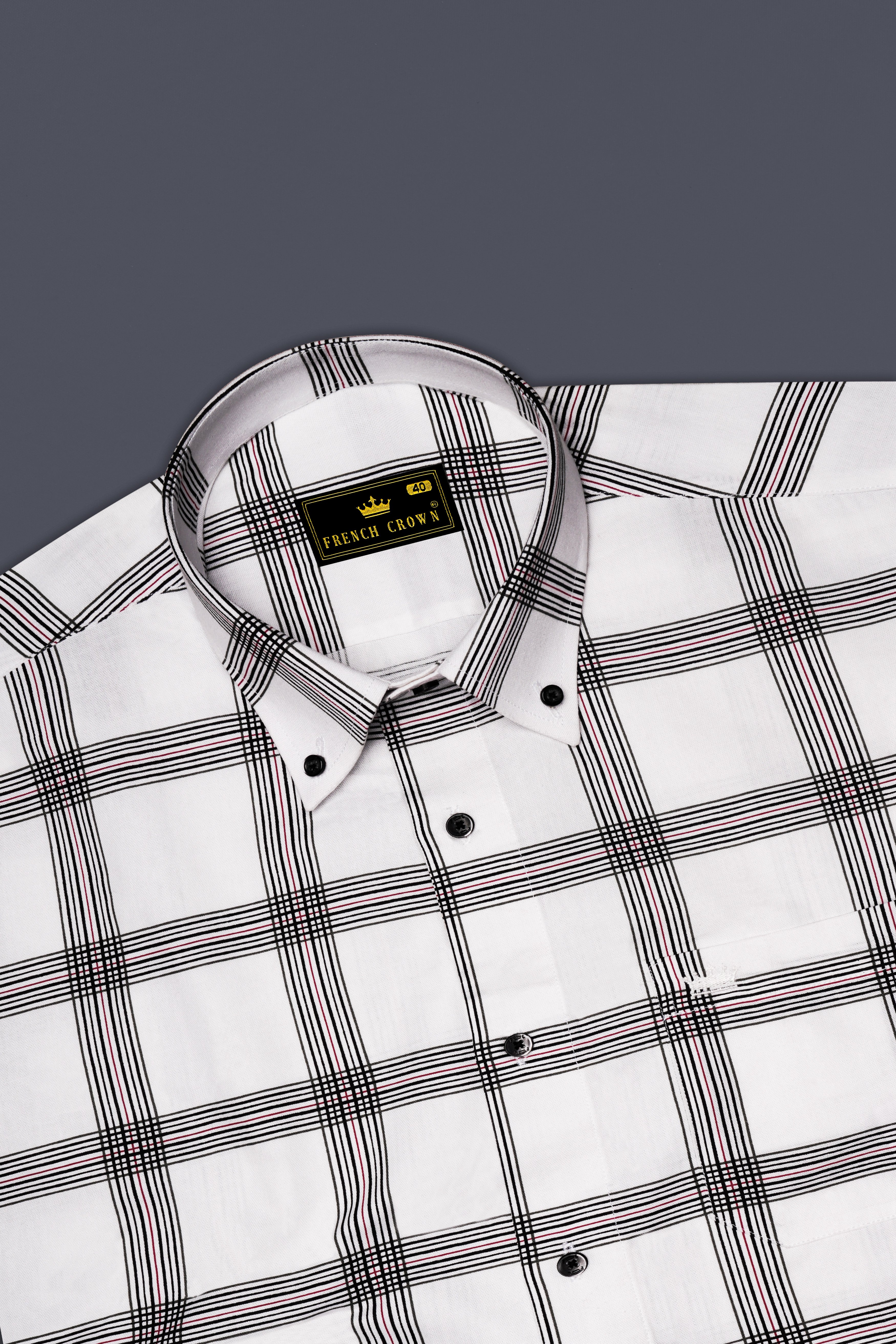 Bright White Windowpane Royal Oxford Shirt