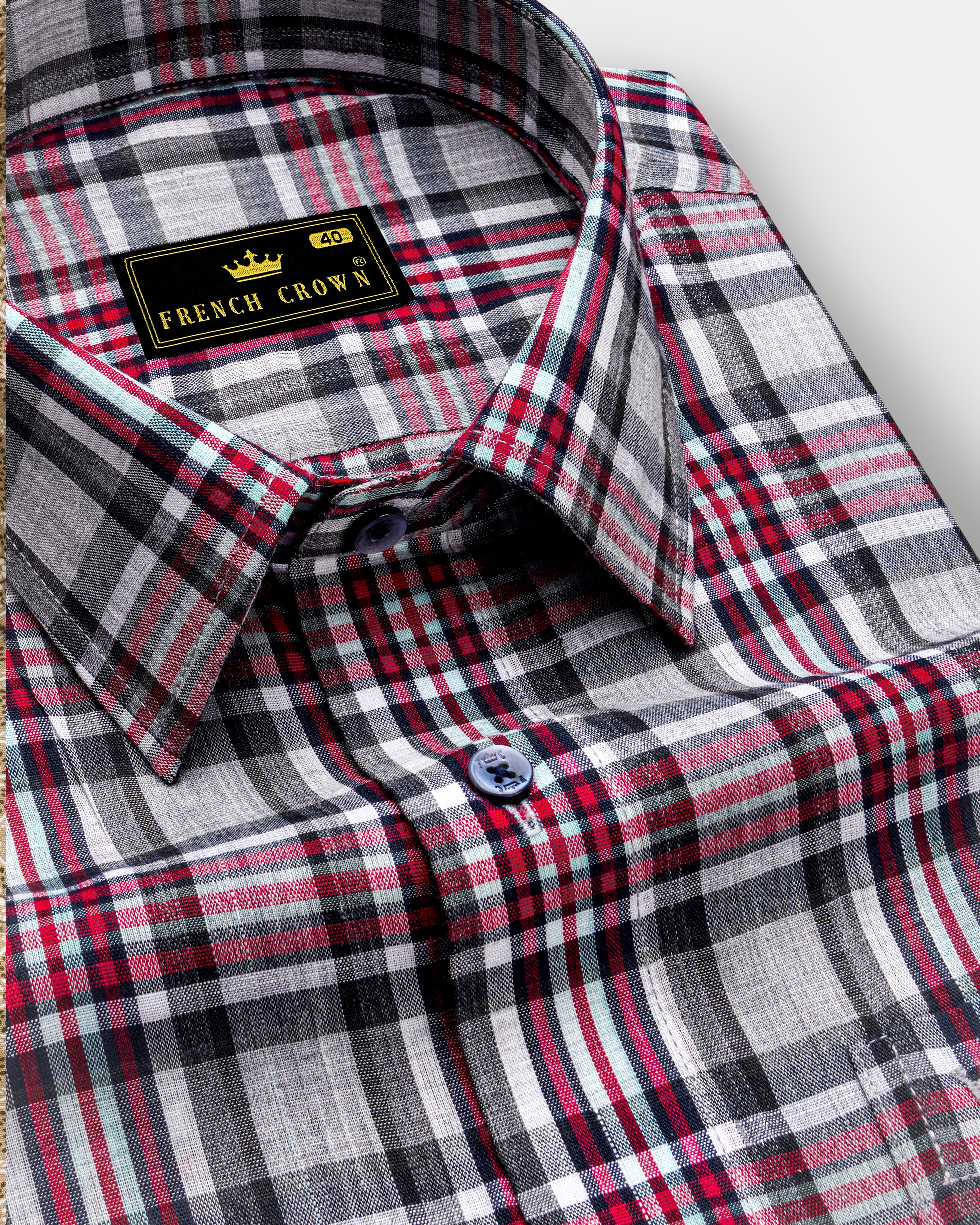 Shiraz Red with Fedora Gray Plaid Premium Cotton Shirt