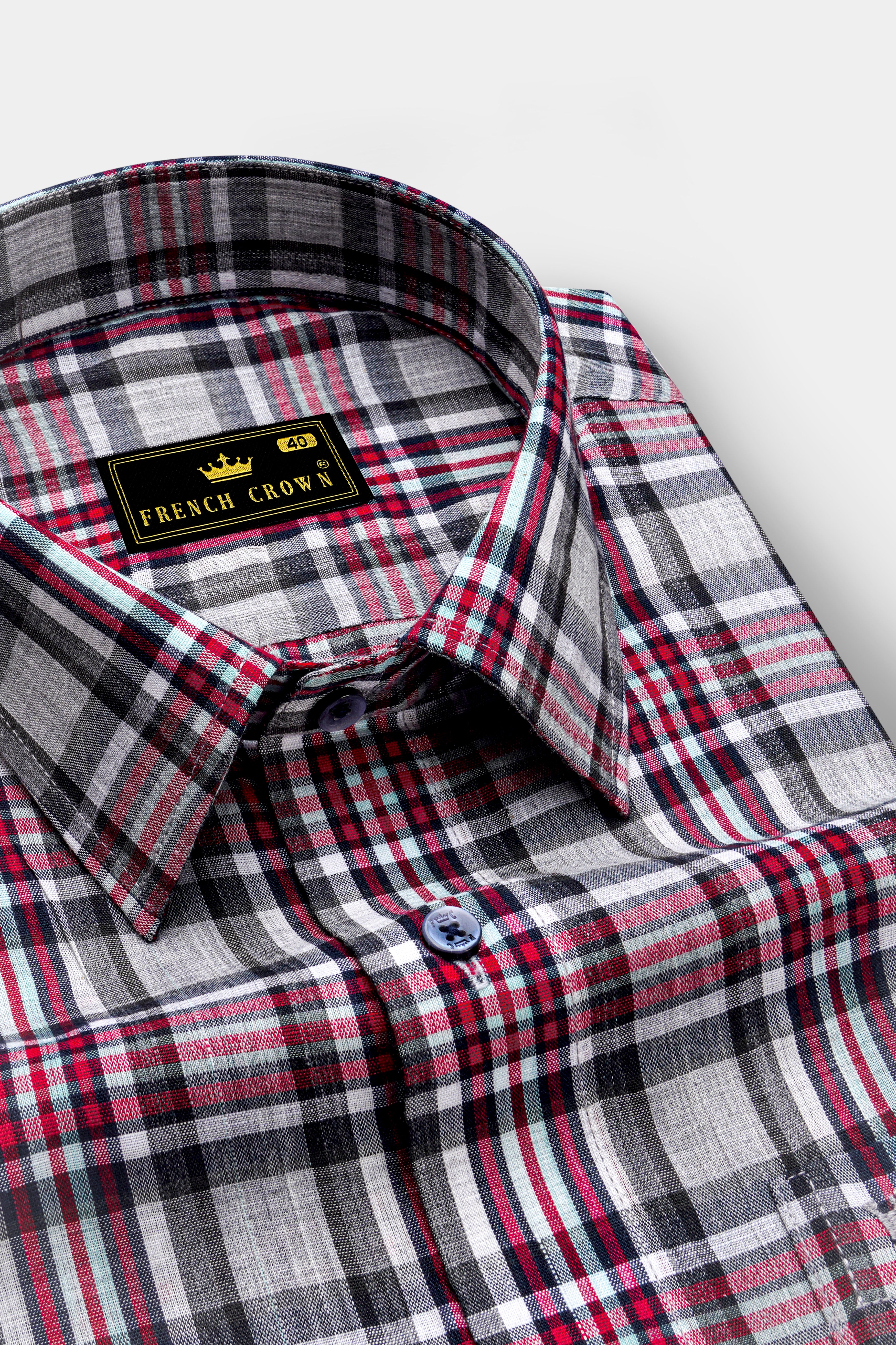 Shiraz Red with Fedora Gray Plaid Premium Cotton Shirt