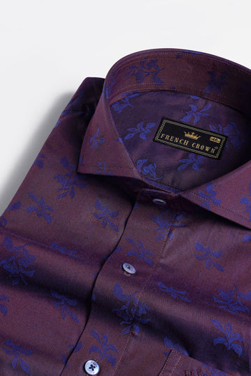 Matterhorn Purple with Scampi Blue Jacquard Textured Premium Giza Cotton Shirt