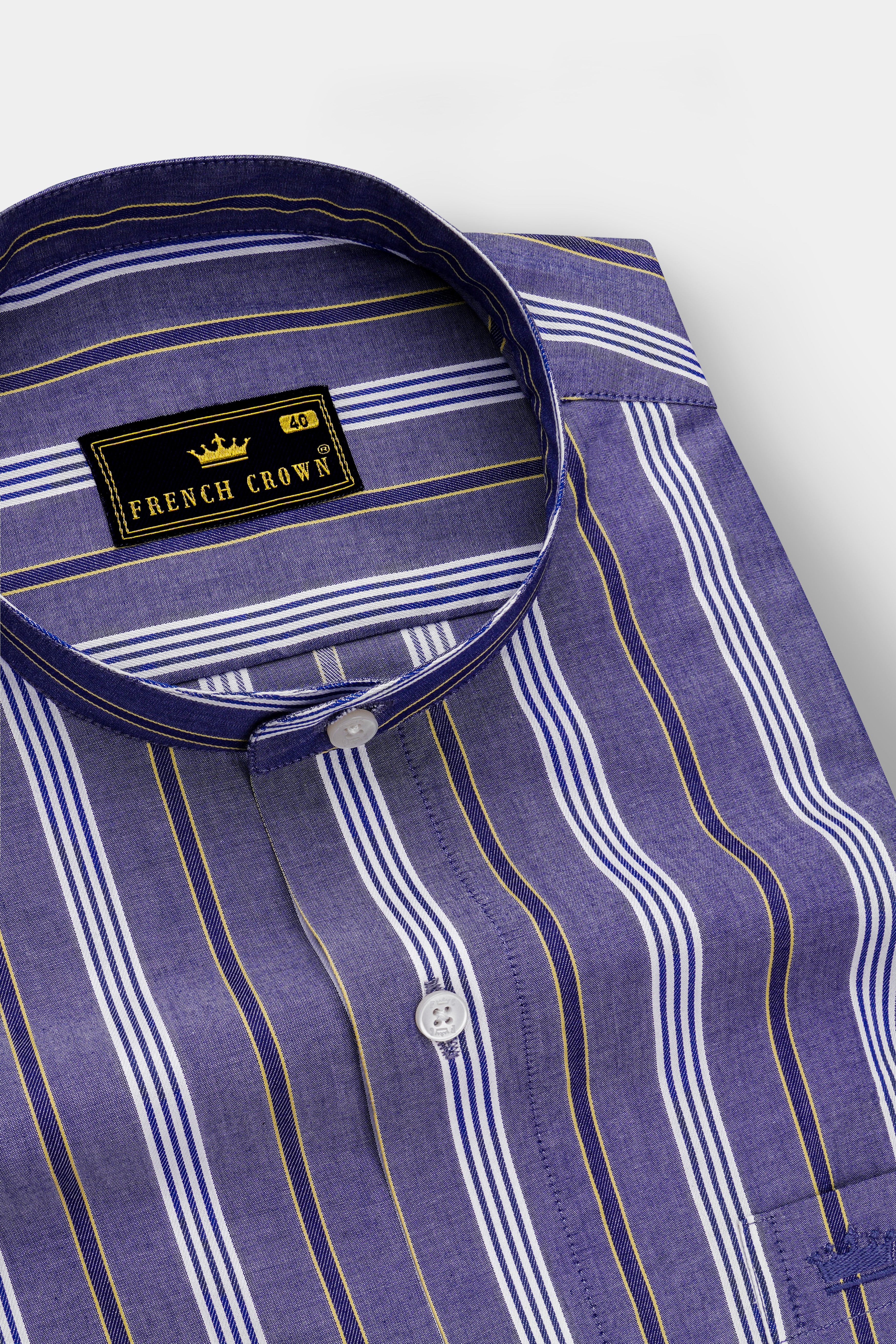 Scampi Blue Striped Dobby Textured Premium Giza Cotton Shirt