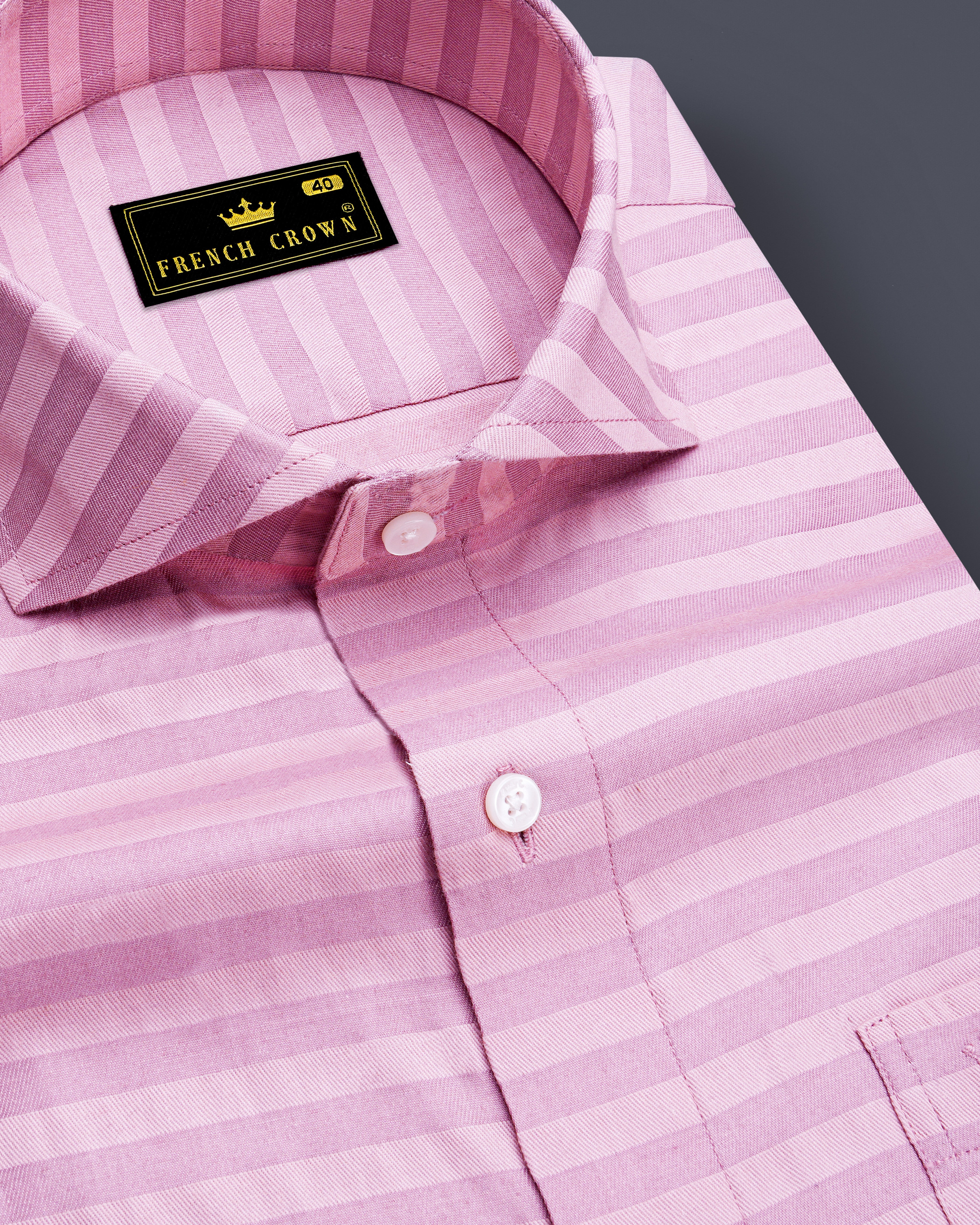 Light Muave Pink Striped Dobby Textured Premium Giza Cotton Shirt