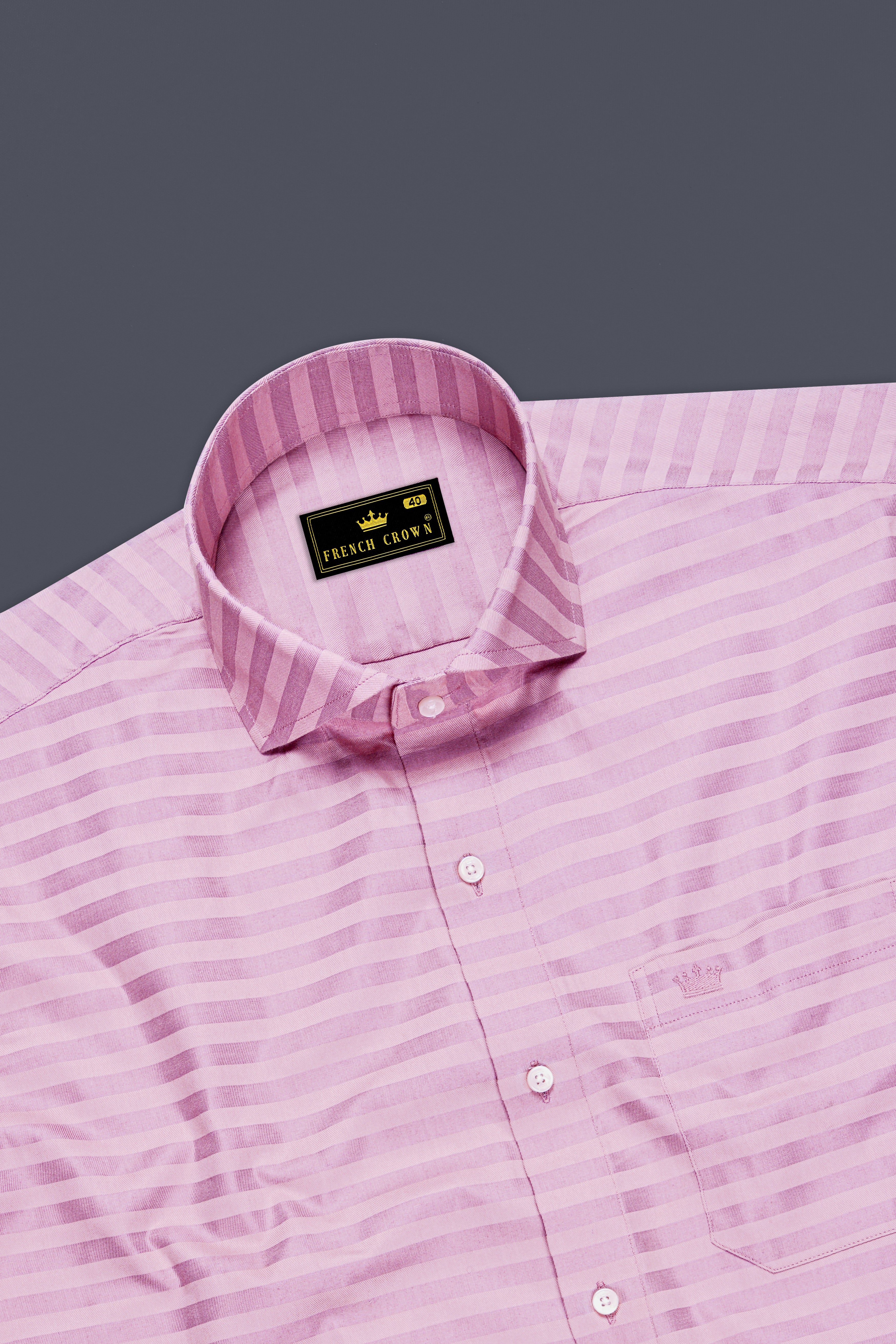 Light Muave Pink Striped Dobby Textured Premium Giza Cotton Shirt