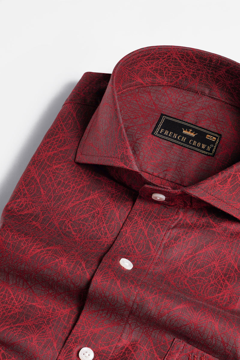 Stiletto Red Graphic Jacquard Textured Premium Giza Cotton Shirt