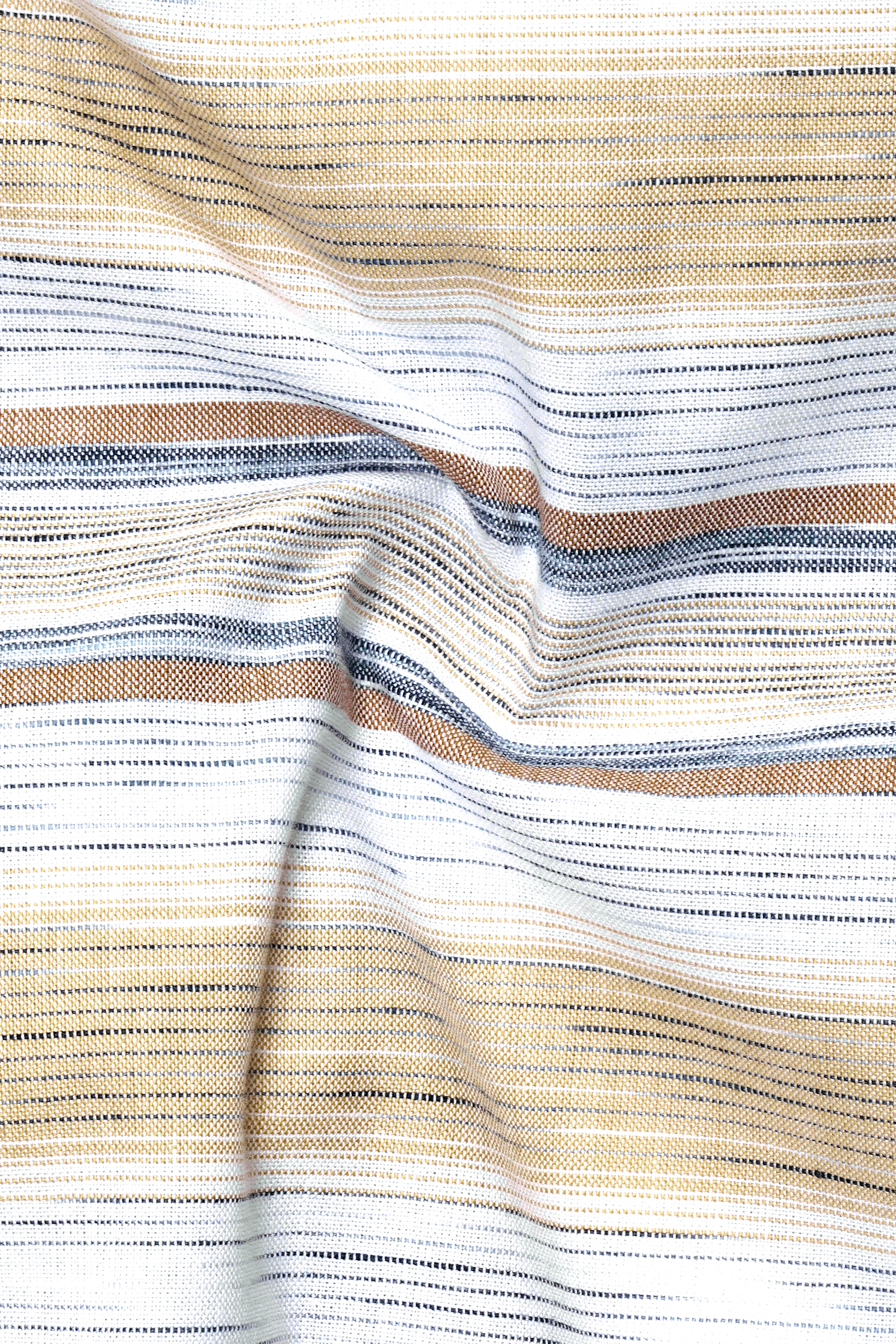 Chamois Brown and White Striped Chambray Shirt