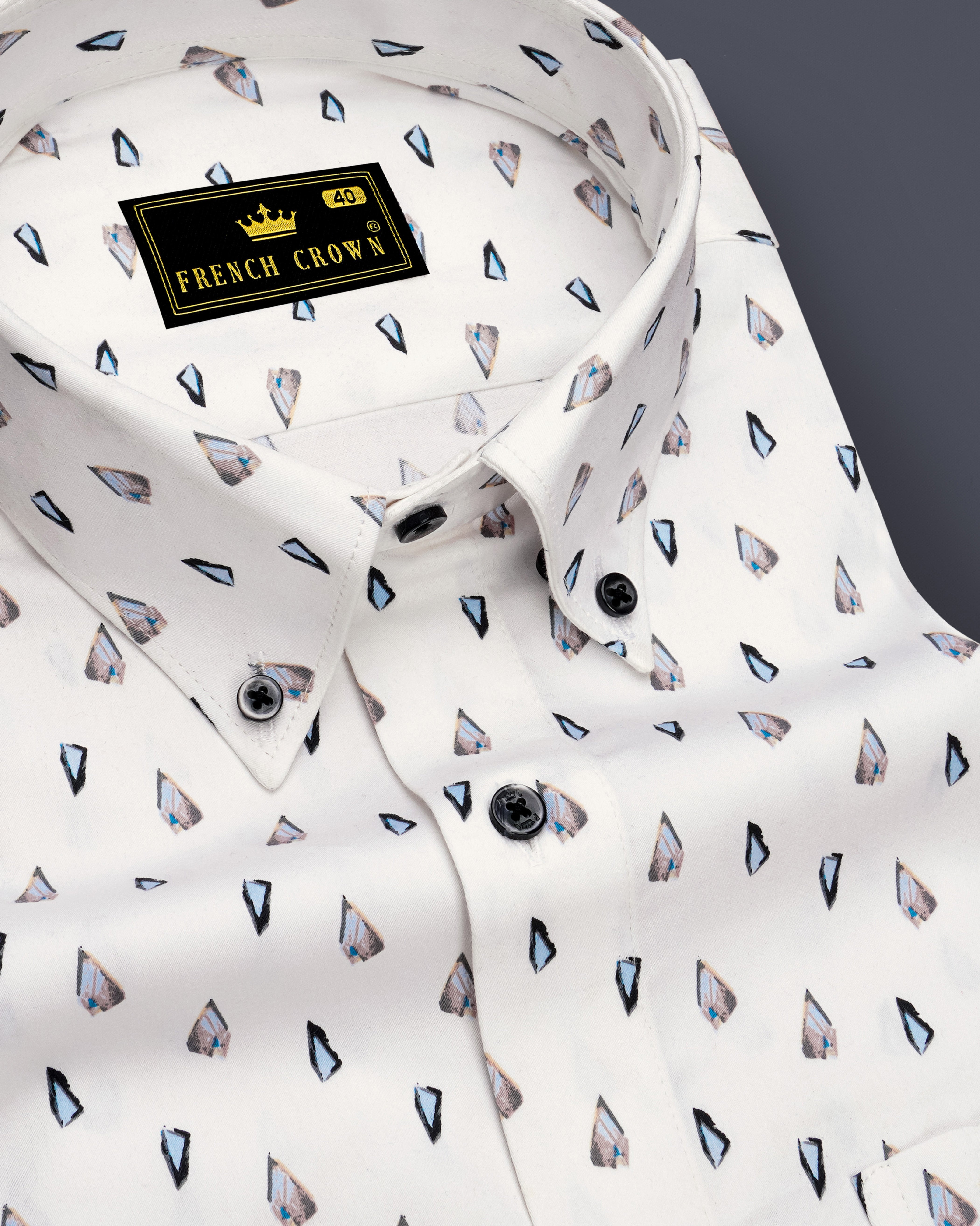 Bright White Stones Printed Super Soft Premium Cotton Shirt