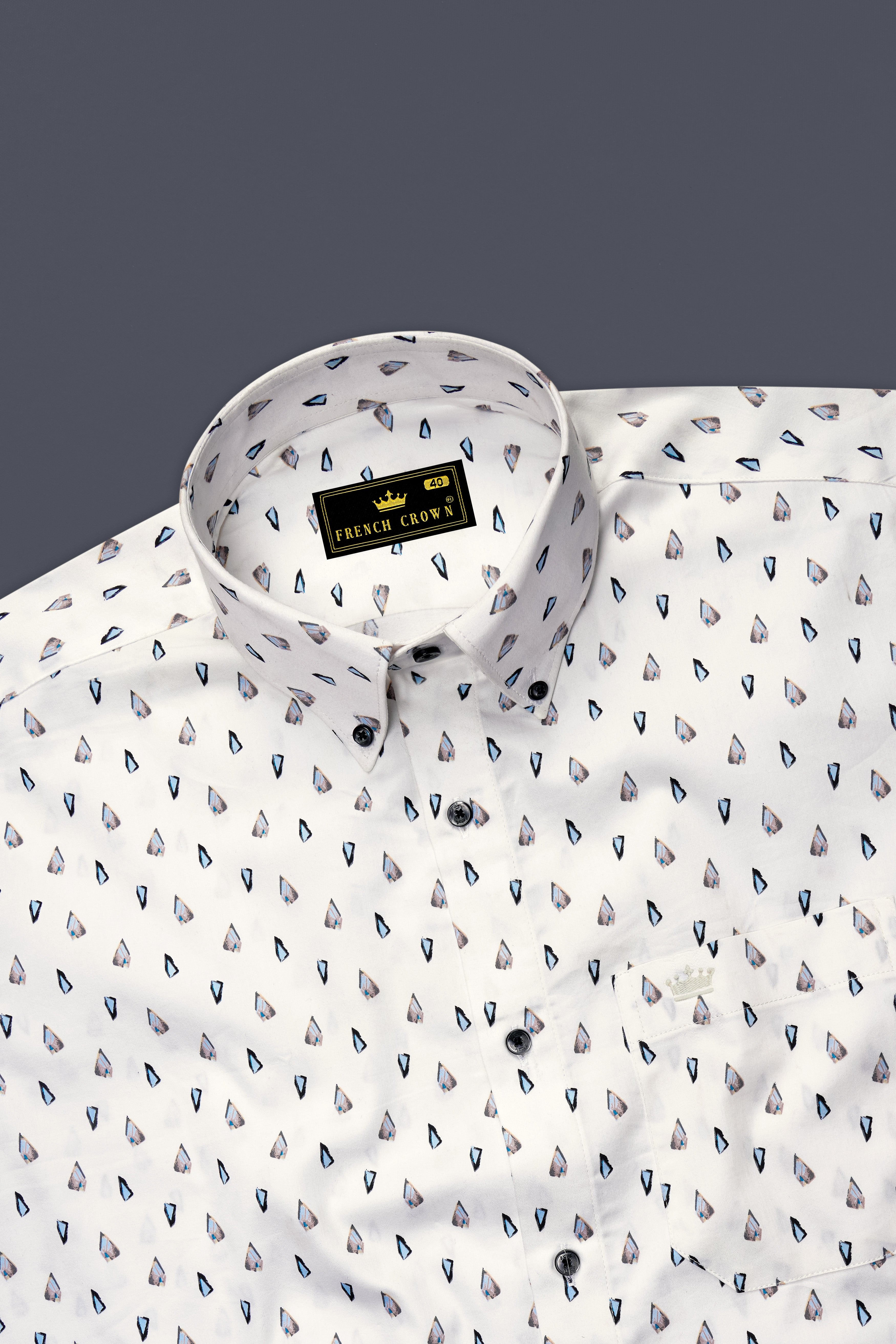 Bright White Stones Printed Super Soft Premium Cotton Shirt