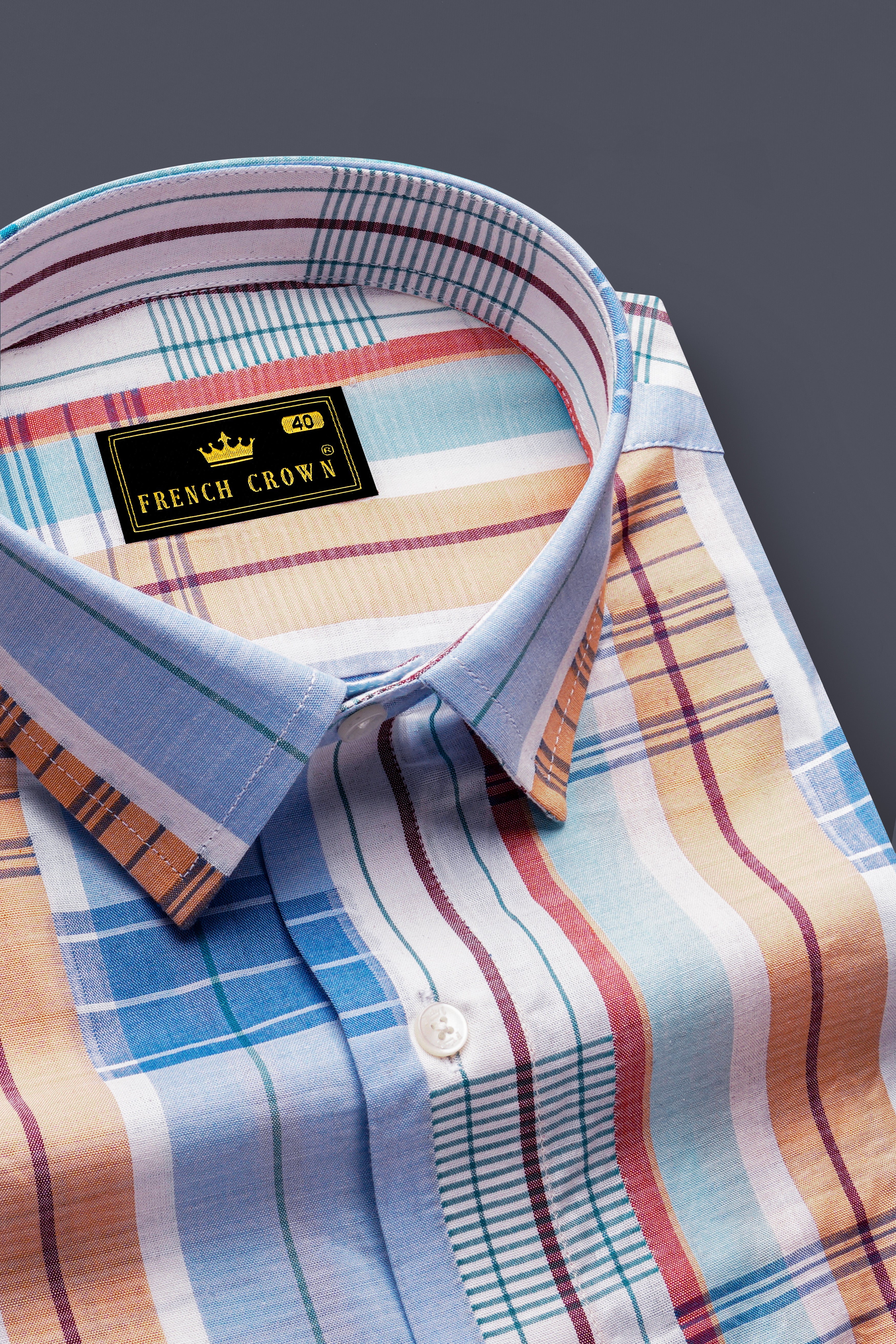 Gainsboro Blue Multicolor Striped Premium Cotton Shirt