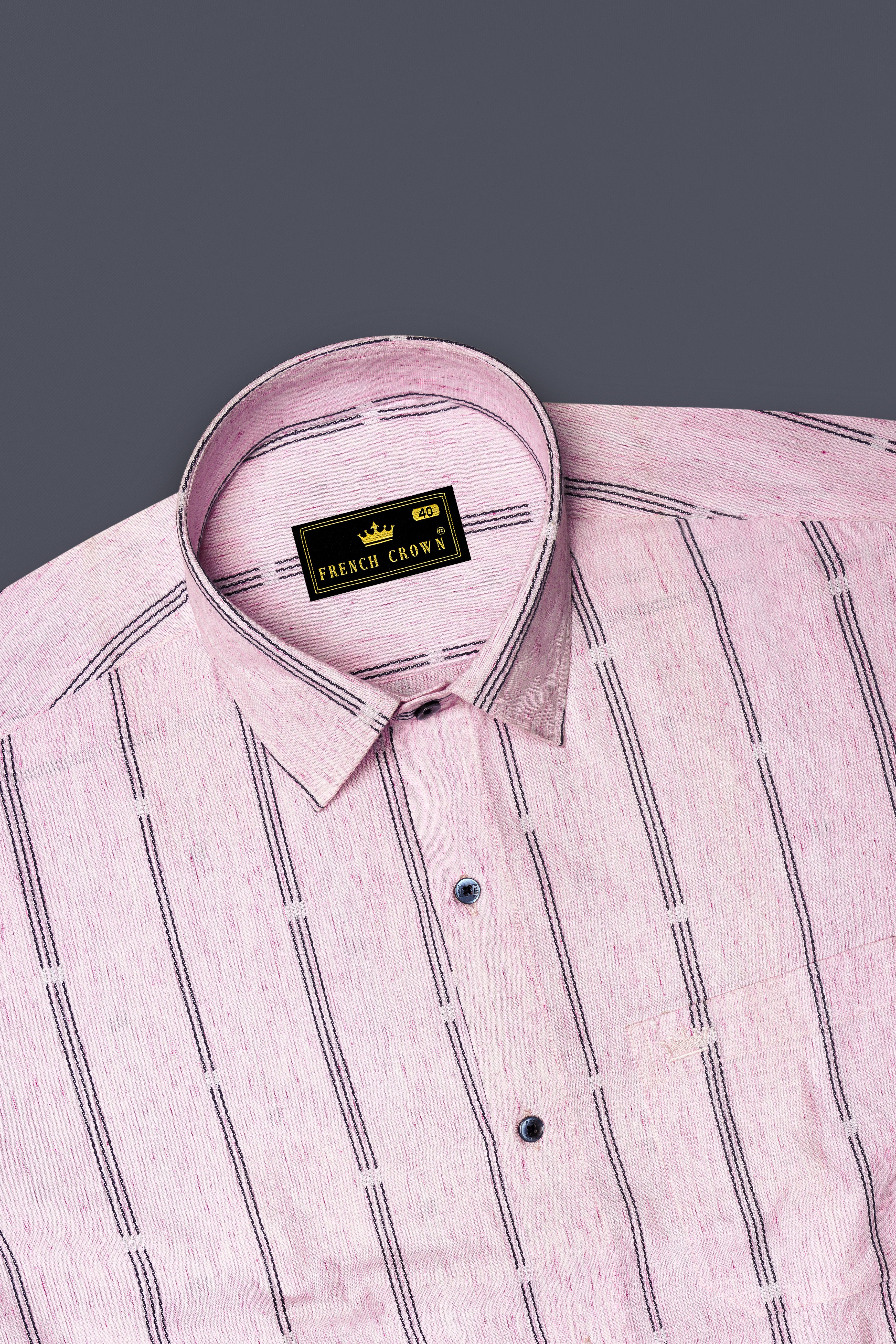 Twilight Pink Pinstriped Dobby Textured Premium Giza Cotton Shirt