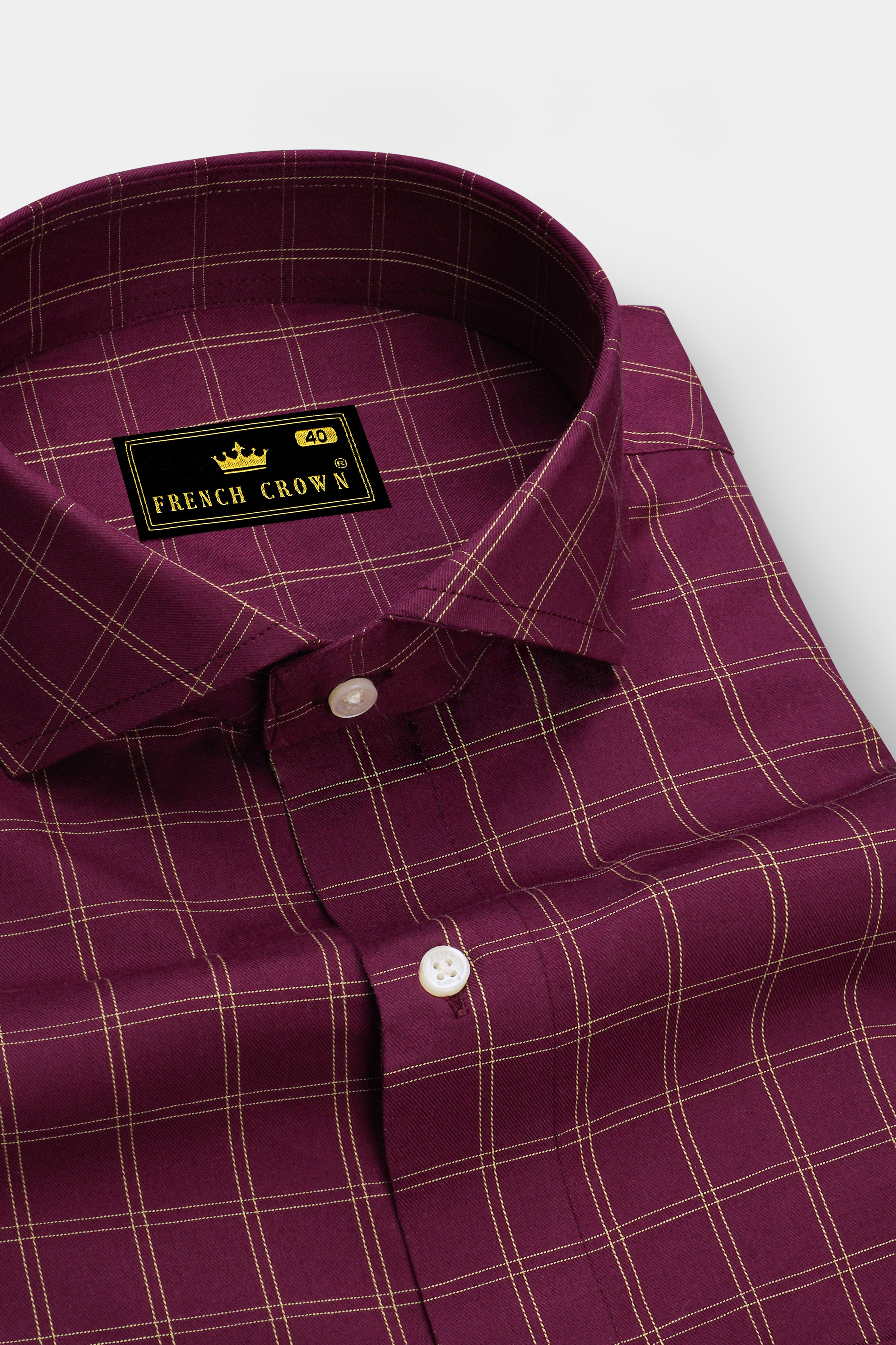 Camelot Wine Checkered Twill Premium Cotton Shirt