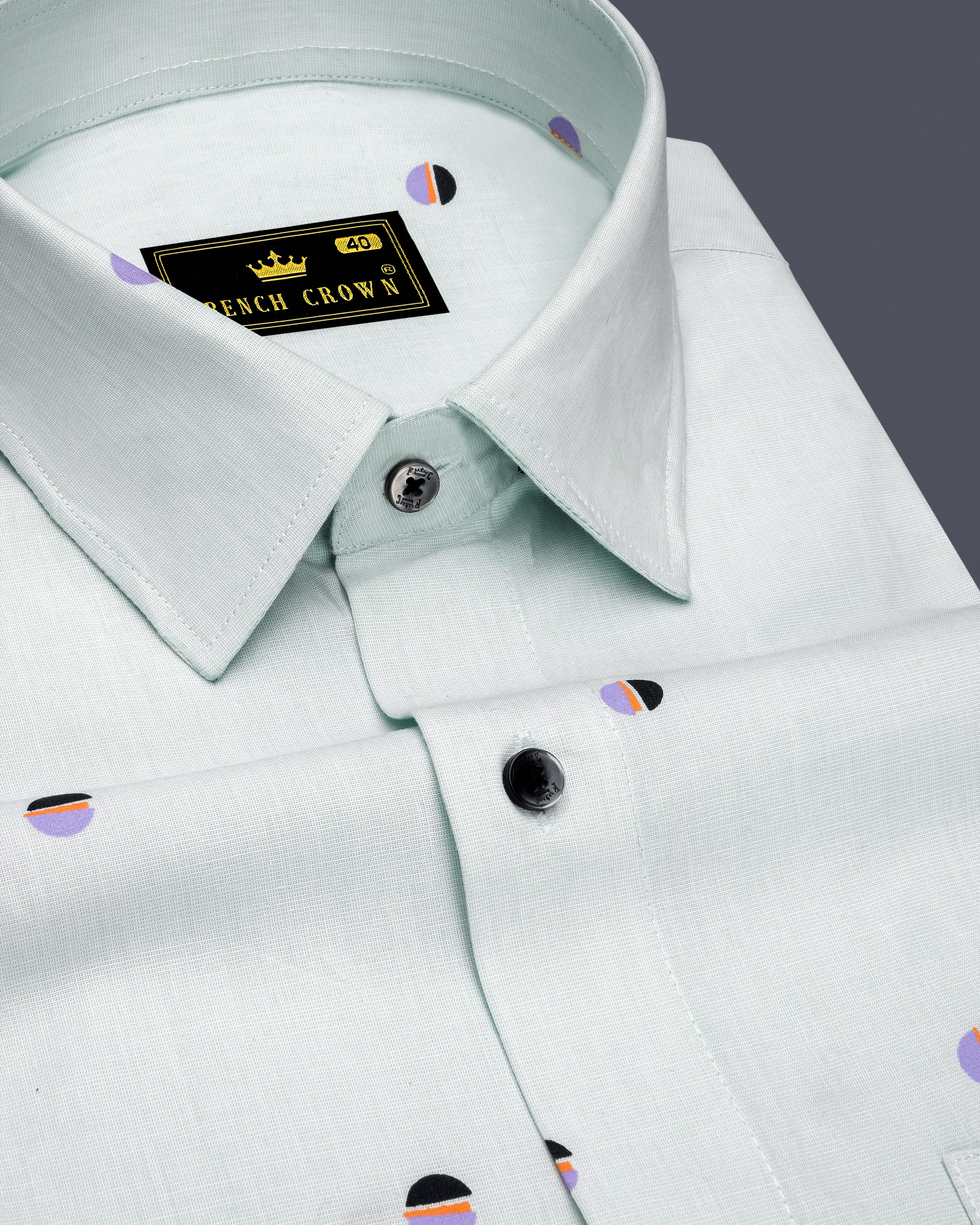 Polar Green and Amethyst Violet Circle Printed Premium Cotton Shirt