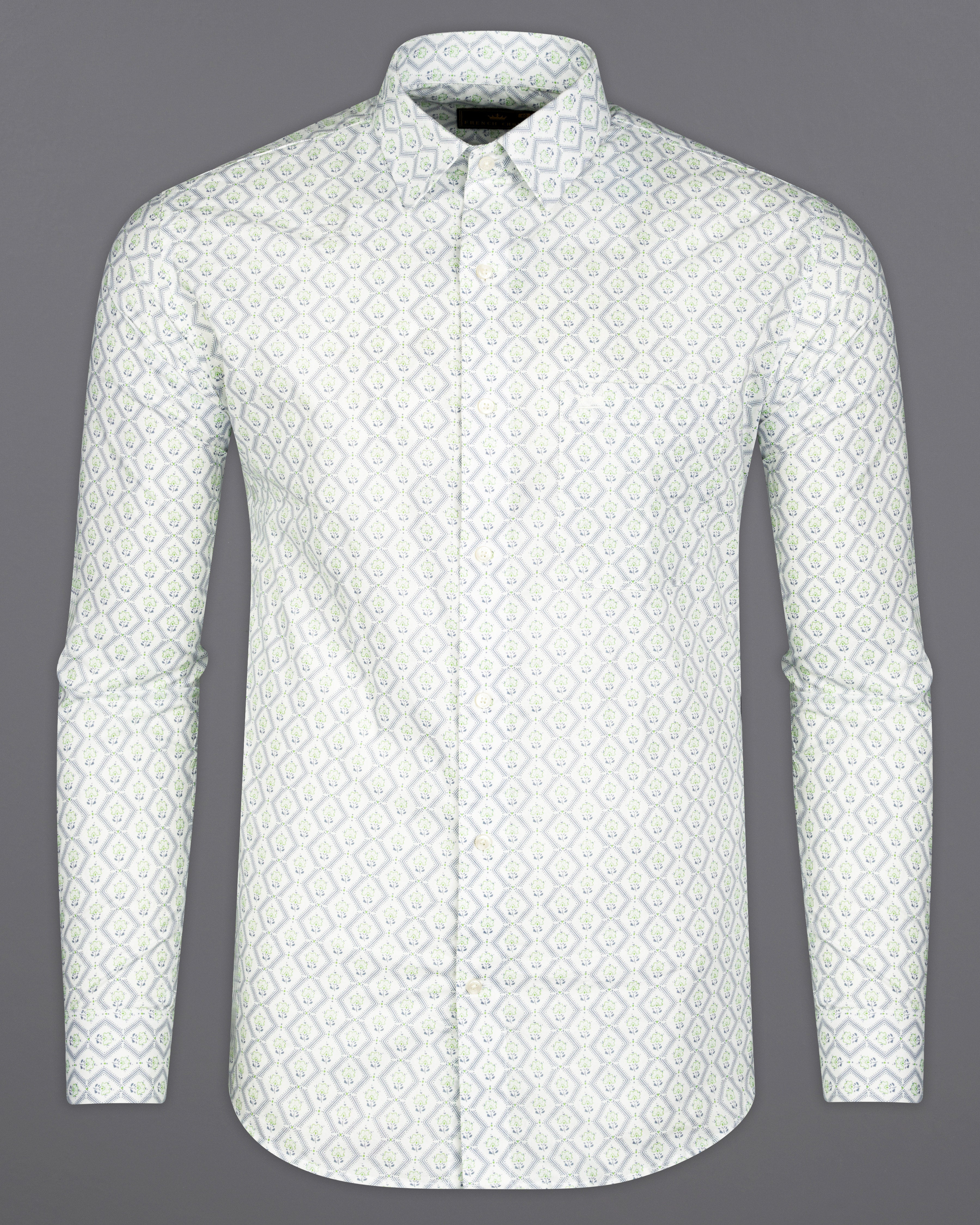 Bright White with Feijoa Green Bullet Printed Premium Cotton Designer Shirt 7563-RPRT-005-38, 7563-RPRT-005-H-38, 7563-RPRT-005-39, 7563-RPRT-005-H-39, 7563-RPRT-005-40, 7563-RPRT-005-H-40, 7563-RPRT-005-42, 7563-RPRT-005-H-42, 7563-RPRT-005-44, 7563-RPRT-005-H-44, 7563-RPRT-005-46, 7563-RPRT-005-H-46, 7563-RPRT-005-48, 7563-RPRT-005-H-48, 7563-RPRT-005-50, 7563-RPRT-005-H-50, 7563-RPRT-005-52, 7563-RPRT-005-H-52