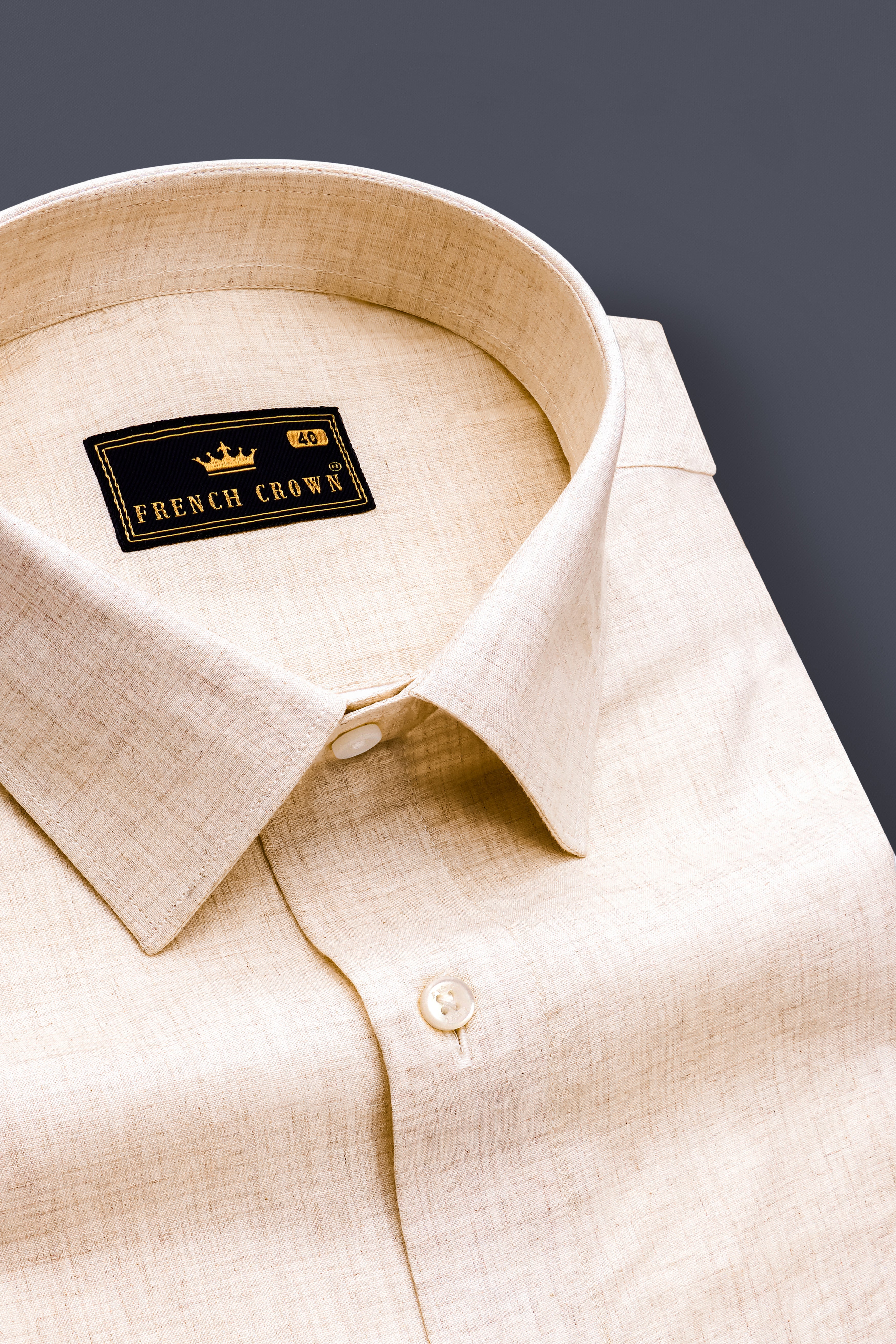 Ceramic Cream with Bright White Premium Cotton Designer Shirt