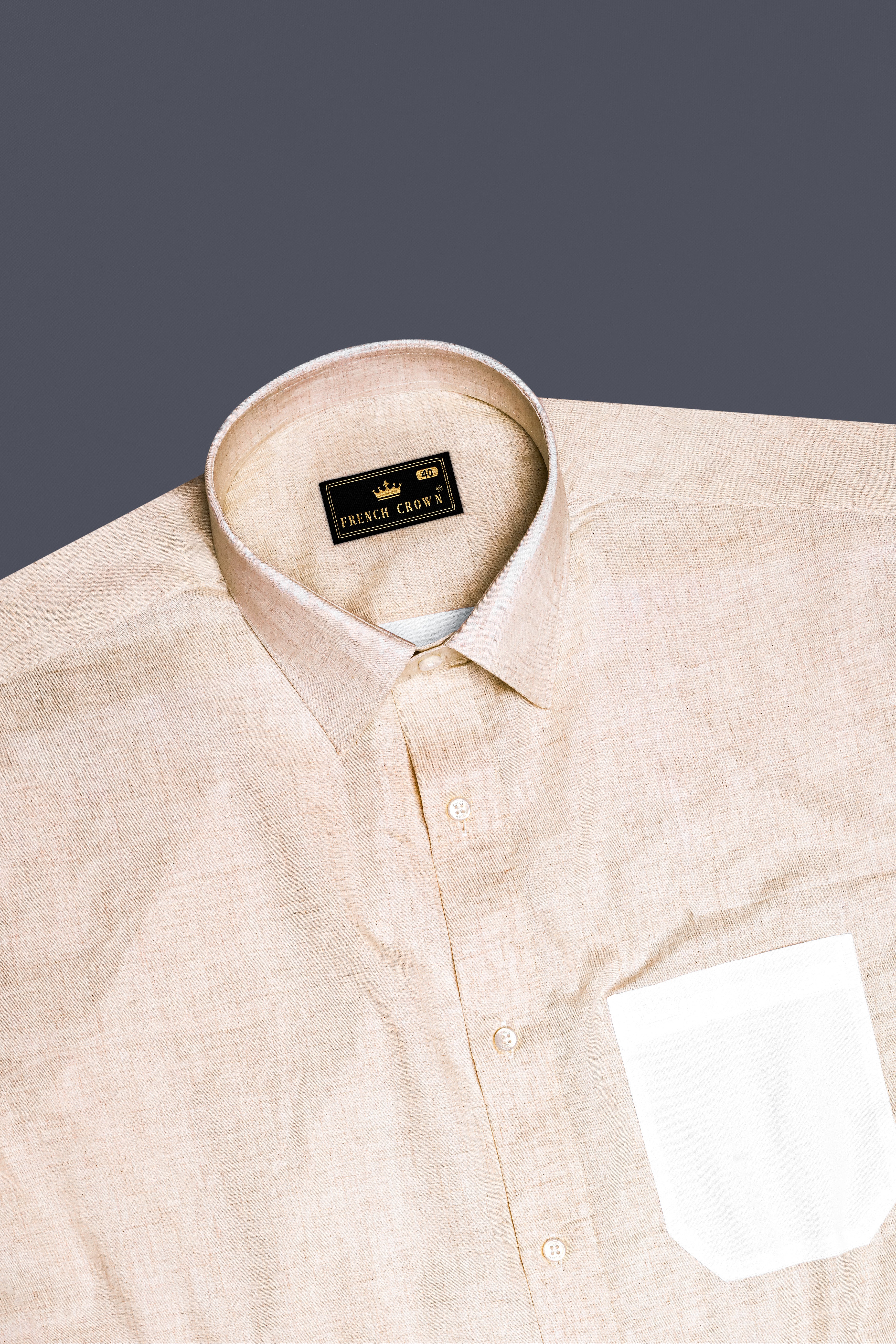 Ceramic Cream with Bright White Premium Cotton Designer Shirt