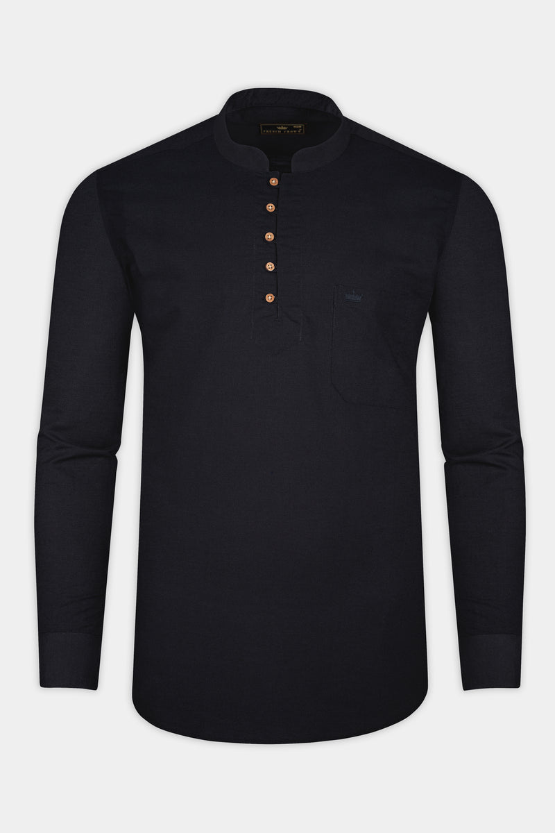 JADE BLACK PREMIUM COTTON KURTA SHIRT