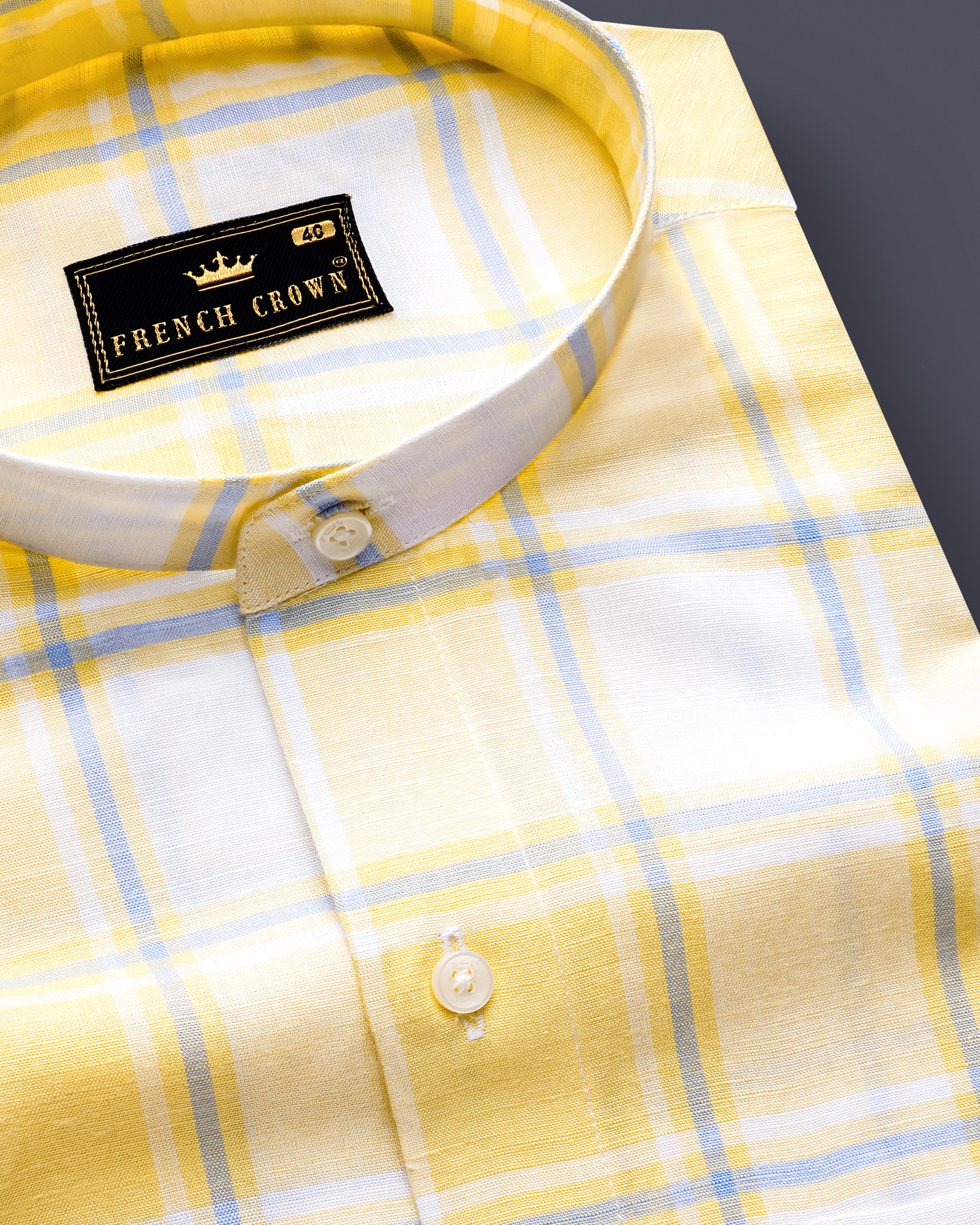 Sandwisp Yellow Formal Checks-Plaid Premium Tencel Shirt For Men