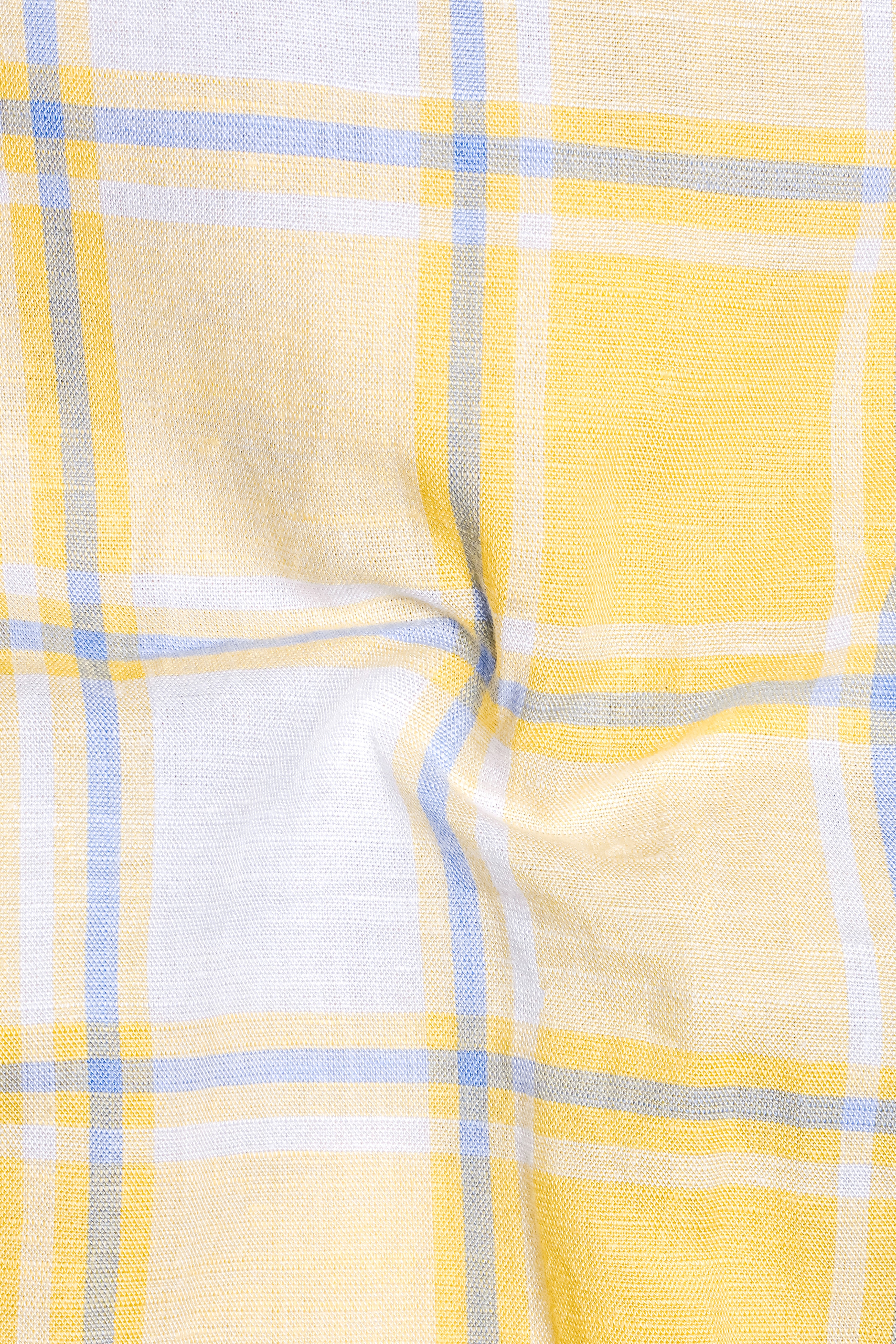 Sandwisp Yellow Plaid Premium Tencel Linen Blend Shirt