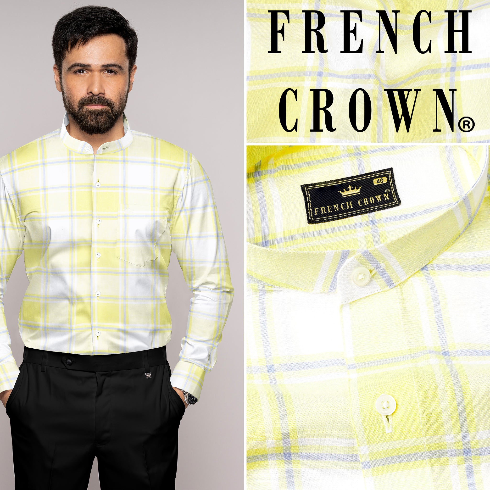 Sandwisp Yellow Formal Checks-Plaid Premium Tencel Shirt For Men